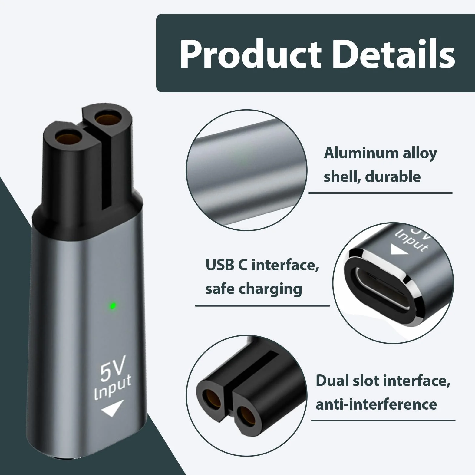 Adapter ładowarki USB-C QP2734 QP2724 QP2824 QP2834 QP4631 MG5910 MG7910 MG9510 QP1924 QP1324 7000 9000 Series do maszynki do golenia