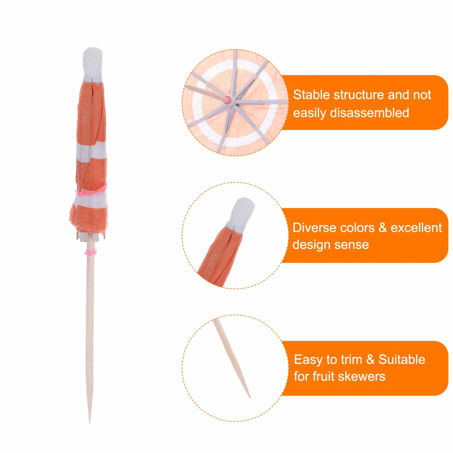 QUARKZMAN 24 sztuki okrągłych parasoli do napojów koktajlowych 99 cm wykałaczki kolorowe mini parasole papierowe do napojów babeczek dekoracji imprez plażowych