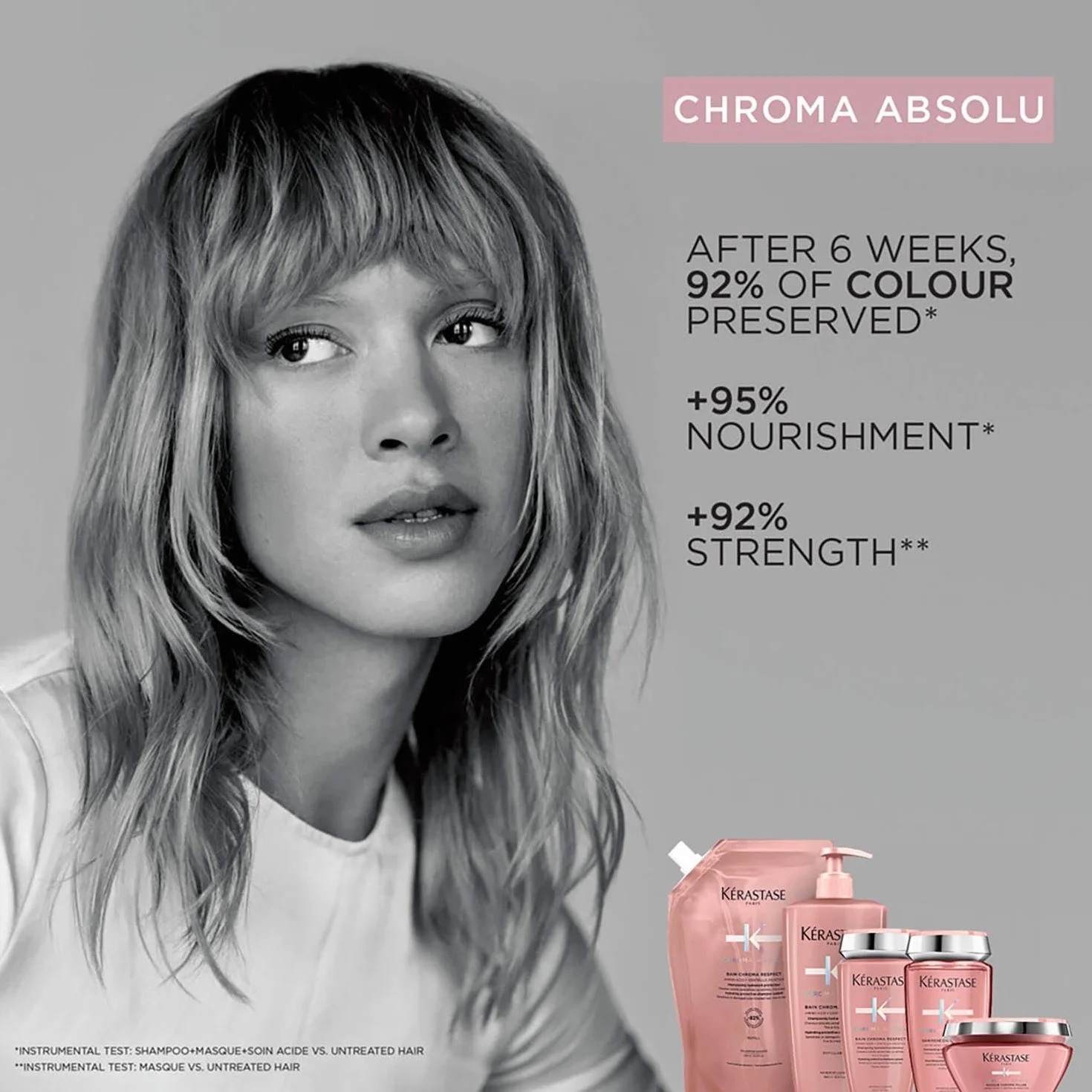 Kérastase Chroma Absolu Bain Chroma Respect, szampon ochronny do włosów farbowanych, pielęgnacja delikatnych i średnio farbowanych włosów, utrzymuje kolor, opakowanie uzupełniające, 500 ml
