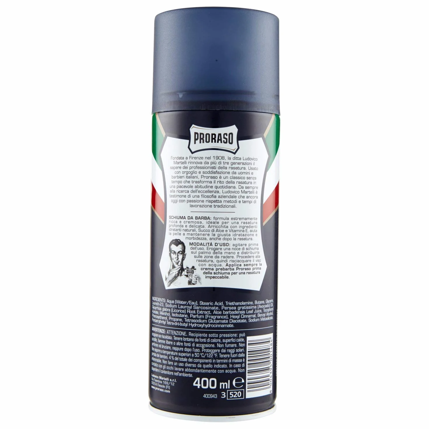 Proraso Blue Pianka do Golenia 400 ml Protettiva E Idratante
