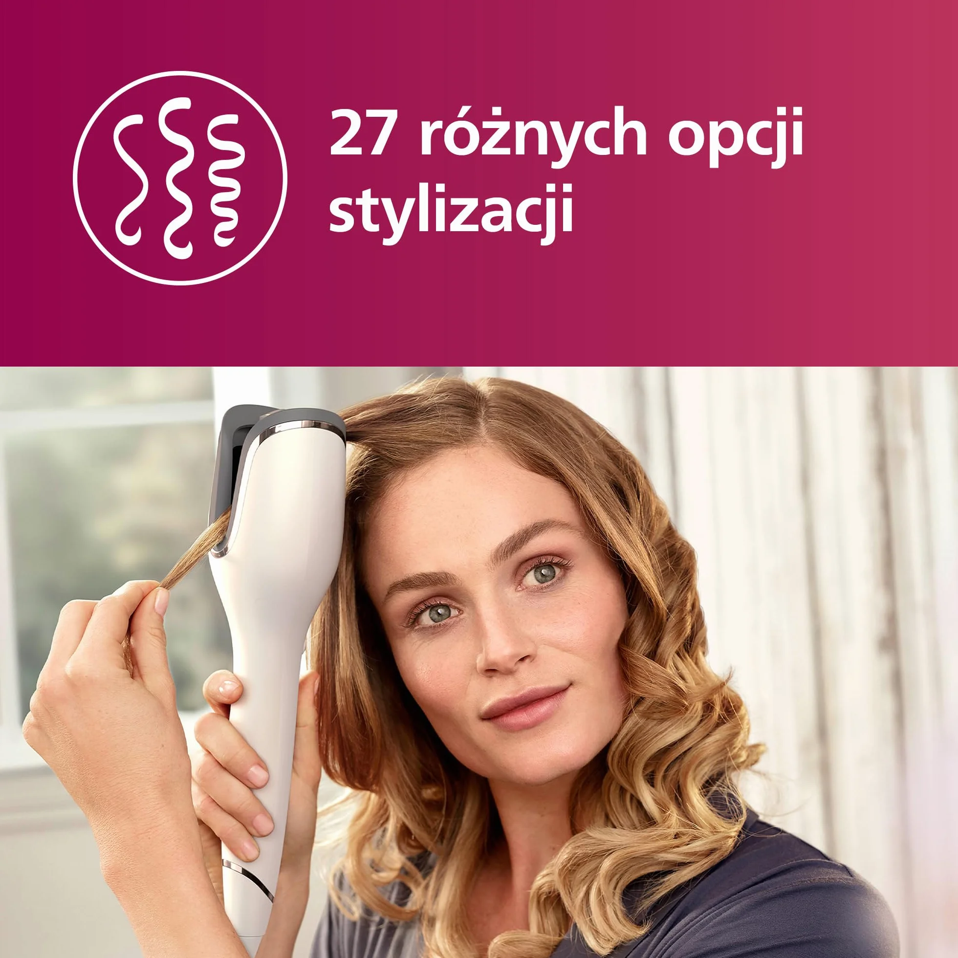 Philips Lokówka Auto Curler z serii 8000 z technologią MoistureProtect, 27 różnych opcji stylizacji, biała, model BHB878/00