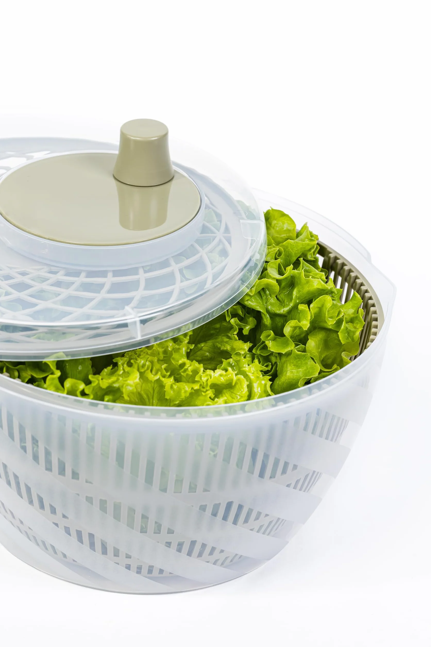 BranQ Home essential GreenSpin, ręczna wirówka do sałaty, warzyw, owoców lub ziół, pojemność kosza 6 l, wykonana z tworzywa sztucznego wolnego od BPA, wymiary: 26 x 26,5 x 17,5 cm