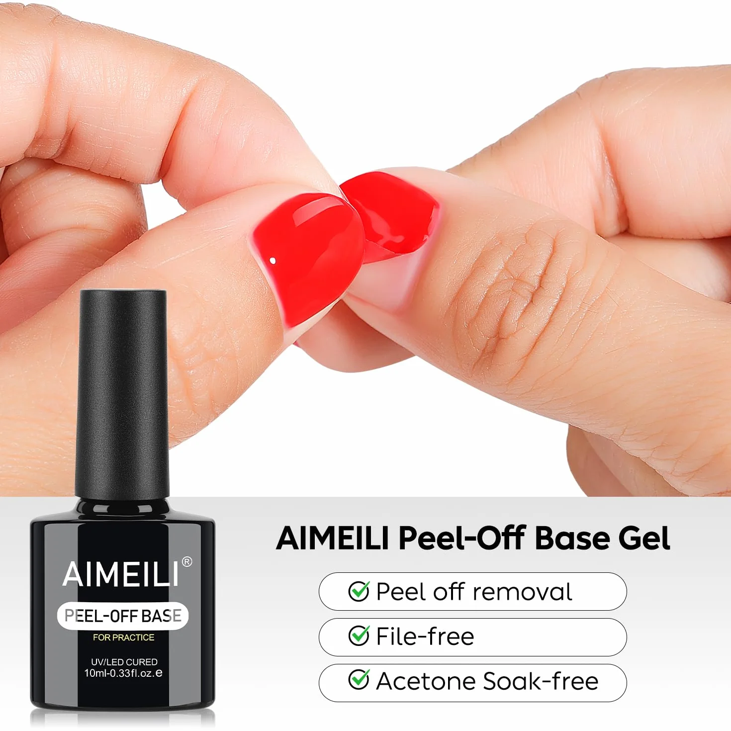 AIMEILI Peel Off Base Coat Gel Remove Półtrwały lakier do paznokci półtrwały lakier do paznokci Soak Off UV LED przezroczysty żel UV 10 ml