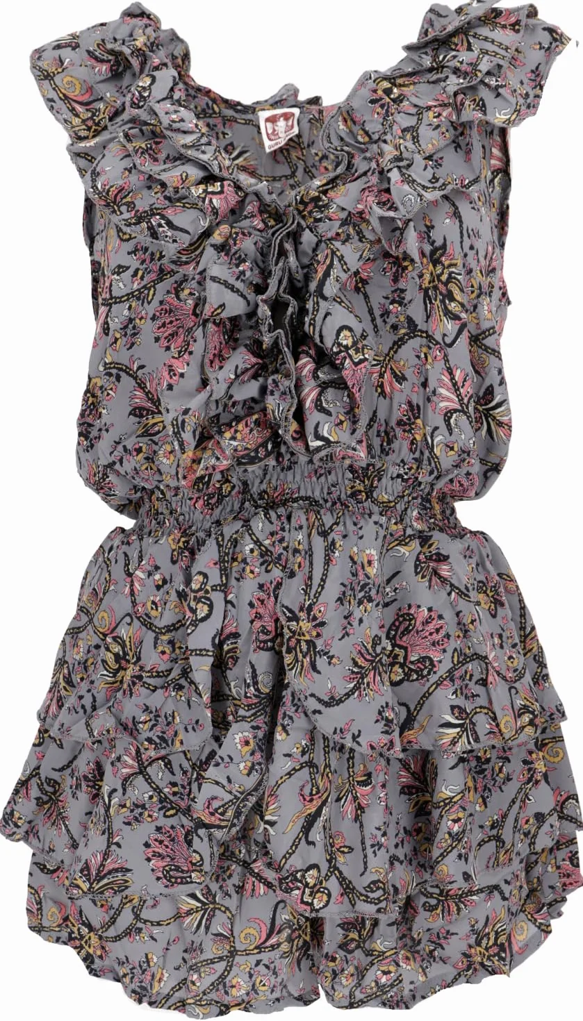GURU SHOP Krótki przewiewny kombinezon w stylu hipisowskim, jednoczęściowy, damski, niebieski, syntetyczny, rozmiar: 38, szorty, legginsy, odzież alternatywna, niebieski gołębi, 38