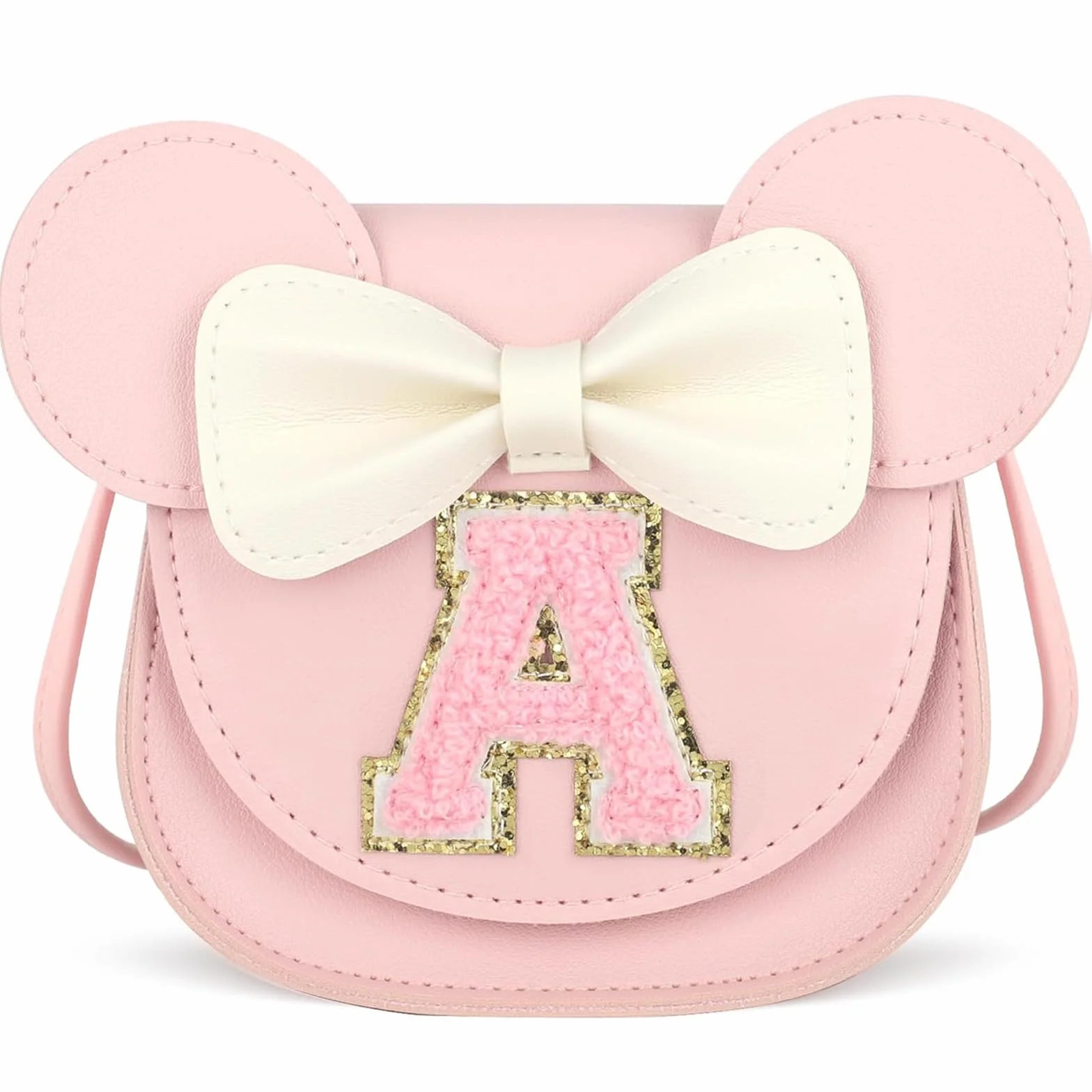 KU Prezent dla dziewczynki Little Mouse Ear Bow Crossbody Purse, PU mini torebka, torba na ramię dla dzieci, dziewczynek, małych dzieci w wieku 2-8 lat