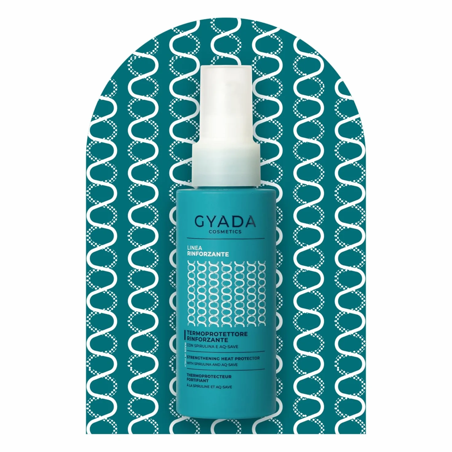 GYADA COSMETICS, Termoprotektor wzmacniający ze spiruliną i AQ-SAVE, termoprotektor do włosów o działaniu regenerującym, do włosów nawilżonych, bez nge i bez ważenia, 100 ml