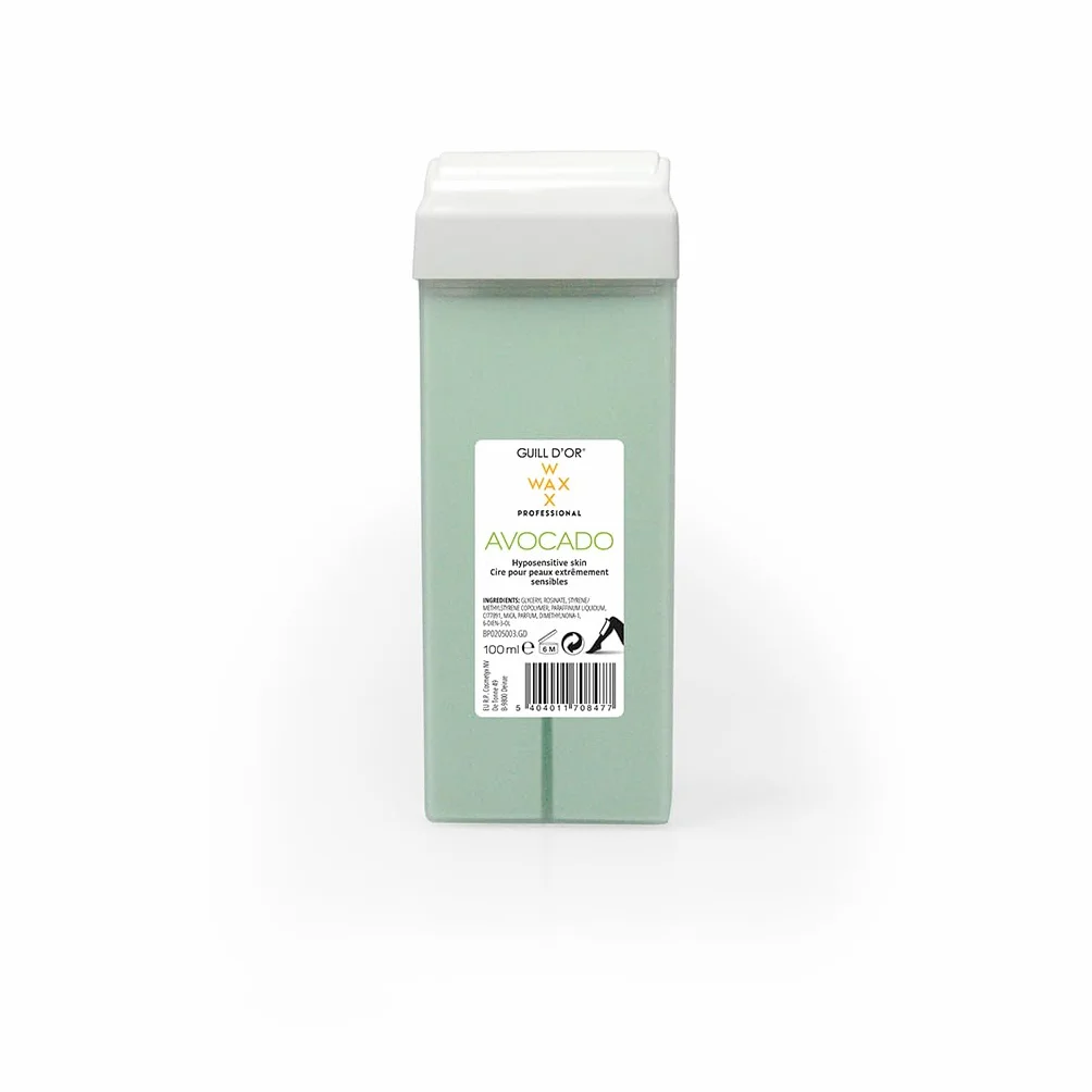 Wkład woskowy o pojemności 100 ml marki Guill Avocado WaxWax Professional Quality do depilacji nóg, pach, ciała. Łatwy w użyciu, do skóry nadwrażliwej, wszystkich rodzajów włosów.