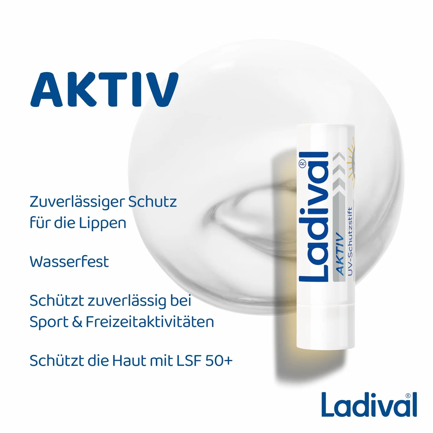 Ladival krem przeciwsłoneczny do ust LSF 50+ ochrona UVA UVB wodoodporny 4,8 g
