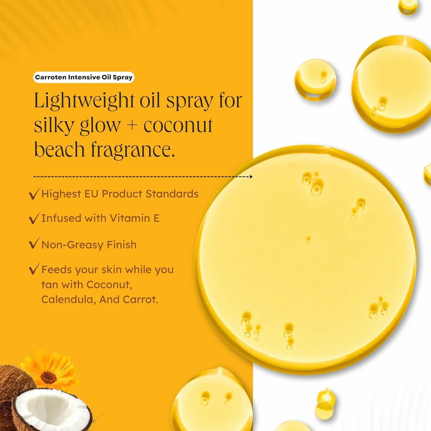 Carroten Intensive Tanning Oil 125 ml – przyspieszacz opalania z olejkami marchewkowymi i kokosowymi – wegański olejek do opalania z witaminami A i E