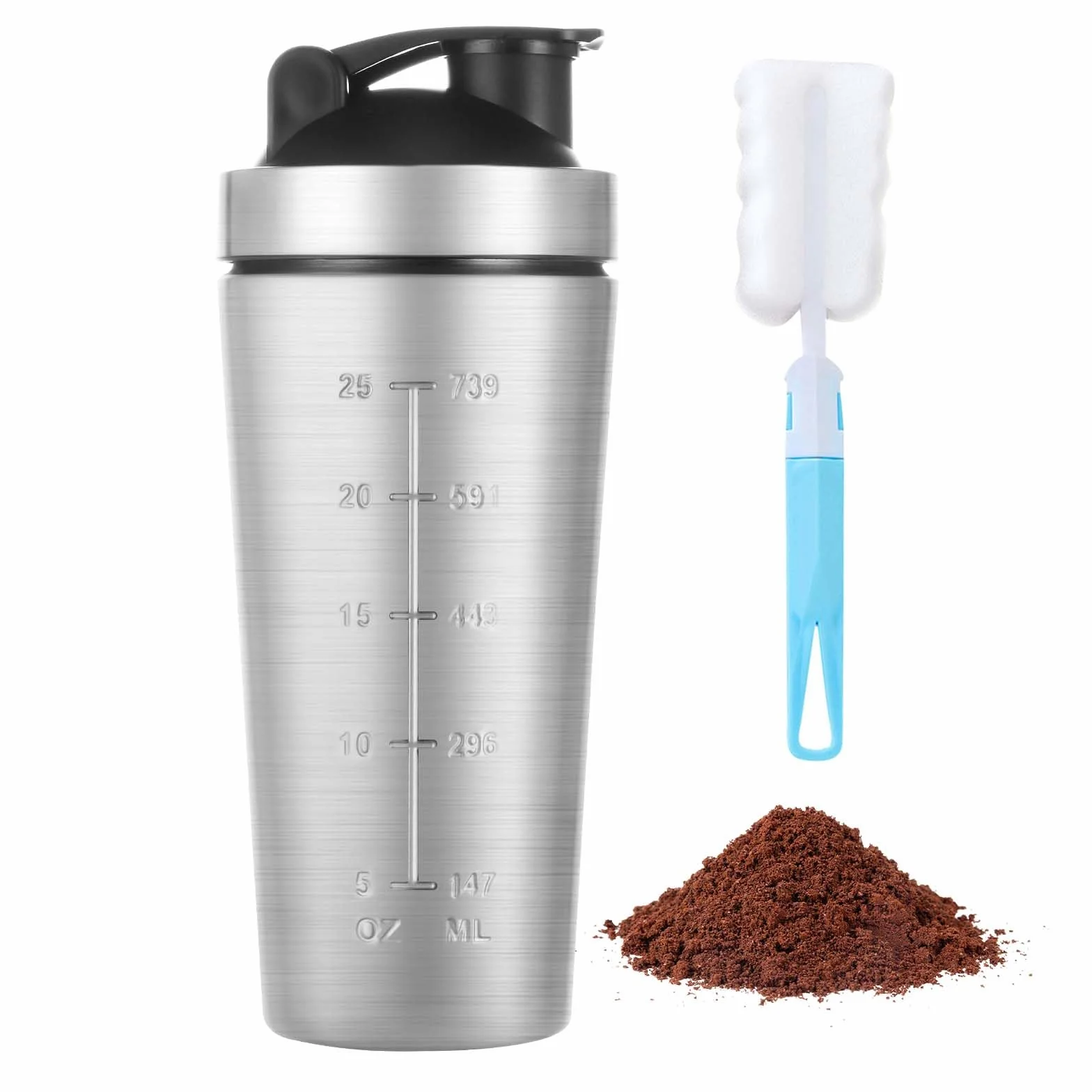 ACWOO Shaker do białka ze stali nierdzewnej, 900 ml ze stali nierdzewnej z mieszaczem kulkowym, shaker do napojów białkowych dla fanów sportów na świeżym powietrzu