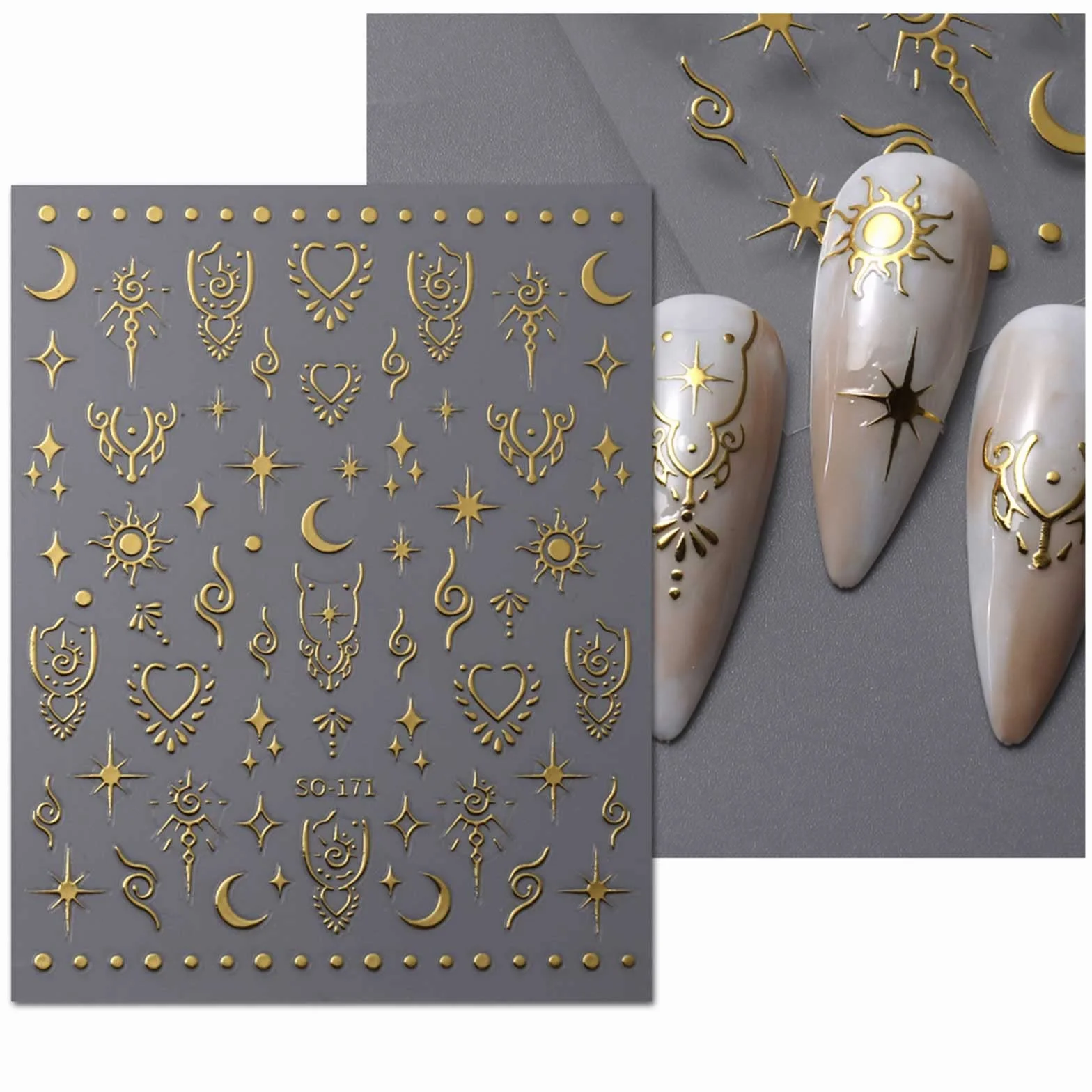 JMEOWIO Aurora Holograficzny Księżyc Gwiazda Nail Art naklejka 8 arkuszy naklejek na paznokcie samoprzylepne dekoracje do paznokci
