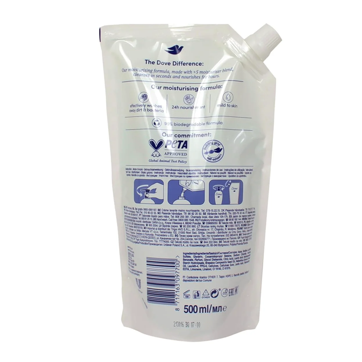 Dove 500 ml mydła w płynie do rąk z ogórkiem (20 sztuk)