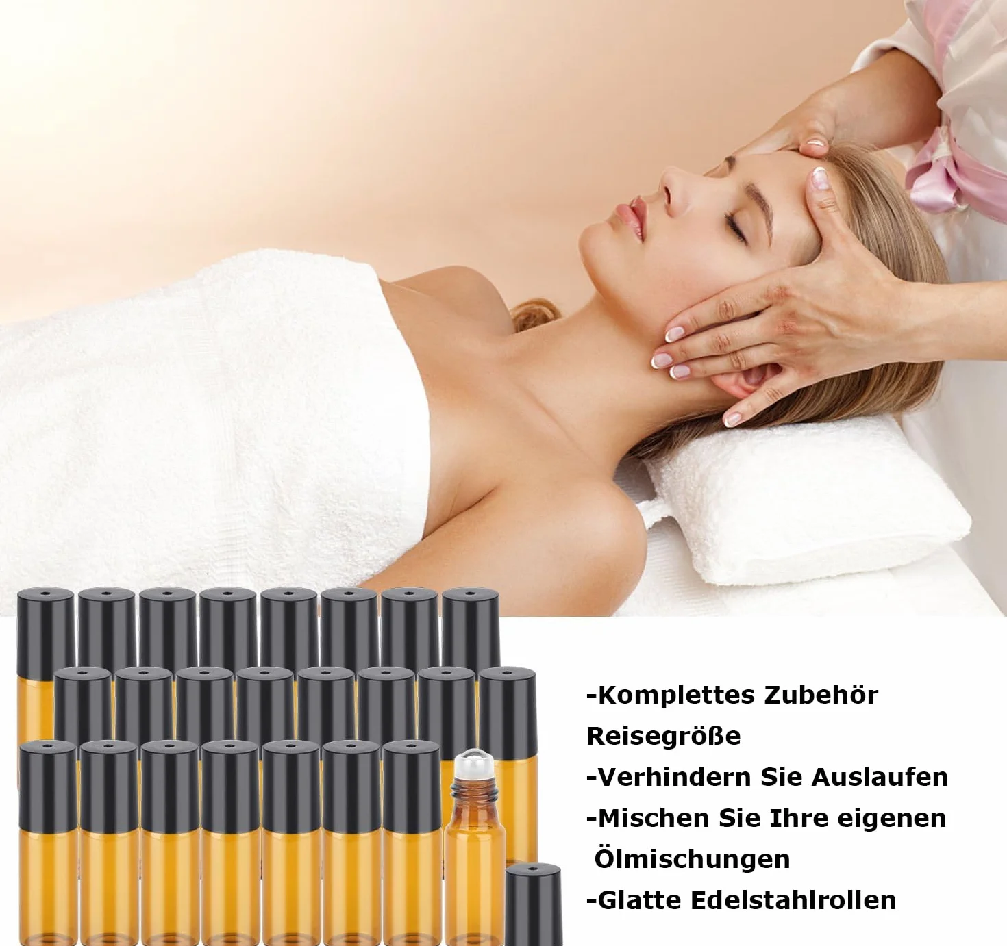 Brązowe szklane butelki Roll-on 5 ml z wałkiem na olejki eteryczne