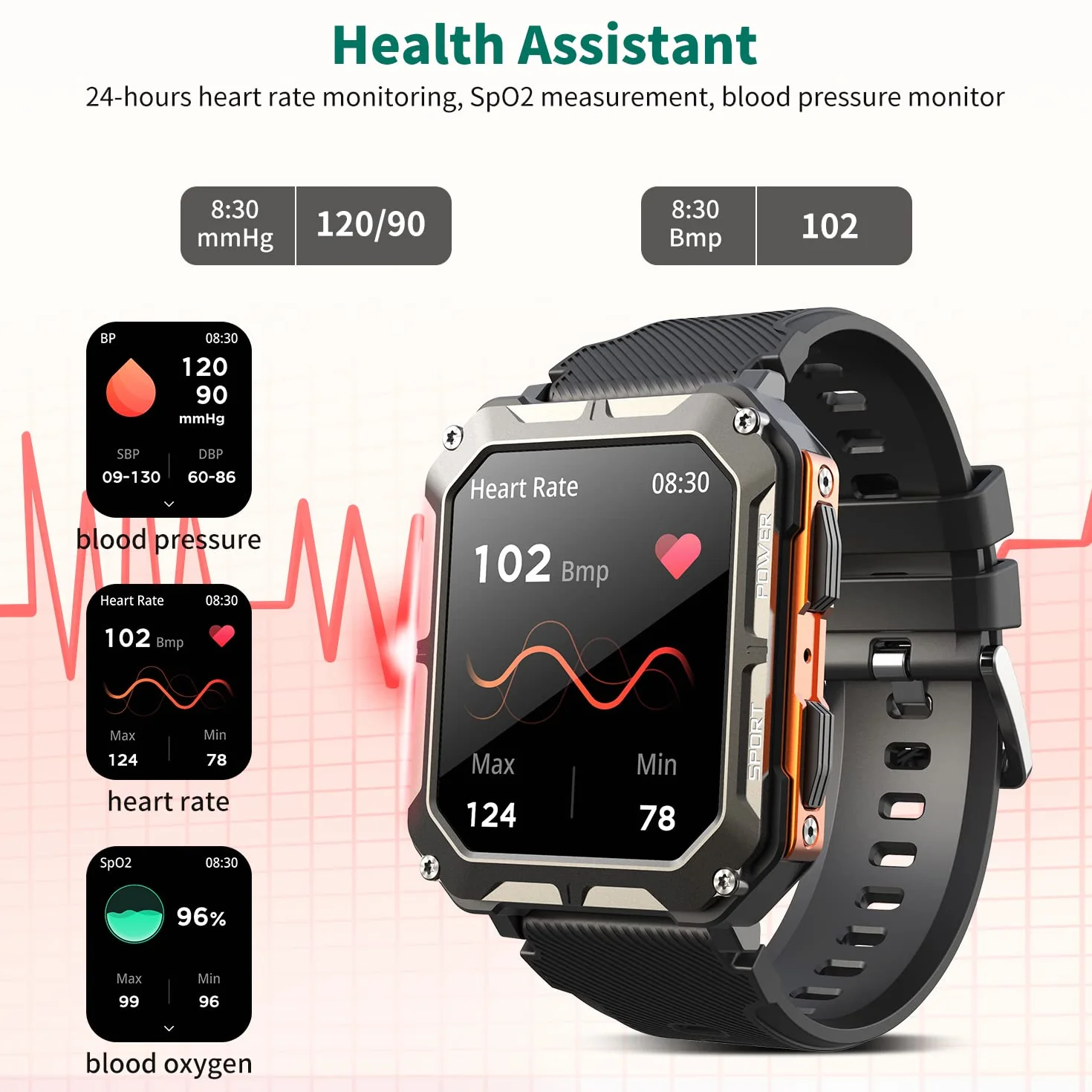 smartwatche Męski z asystentem głosowym do połączeń Bluetooth, sportowy smartwatch 1,81 cala ze 123 trybami sportowymi, odtwarzaczem muzycznym, pomiarem tętna, wodoodpornością IP68 dla Android iOS