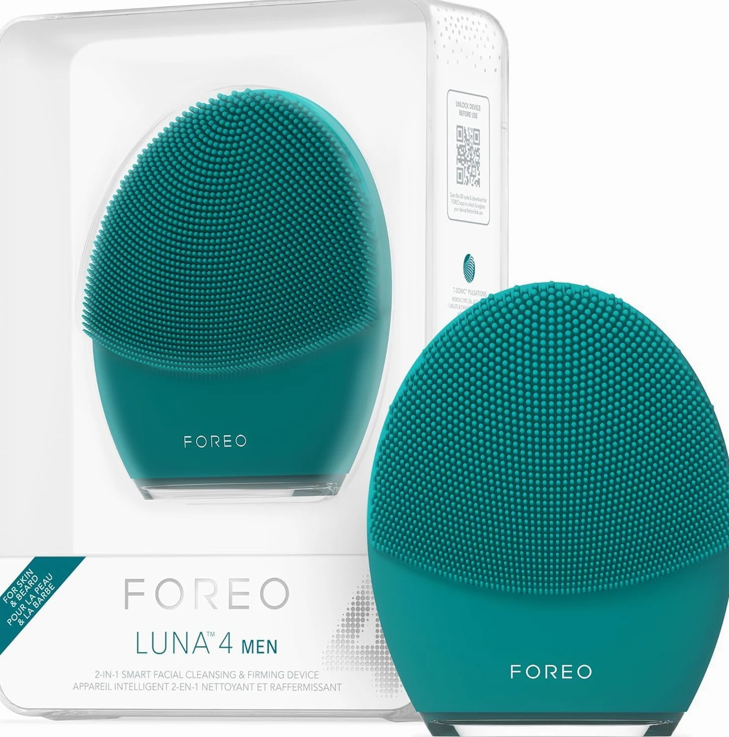 FOREO LUNA 4 MEN Szczotka do oczyszczania twarzy, masażer ujędrniający, przeciwstarzeniowy, z aplikacją