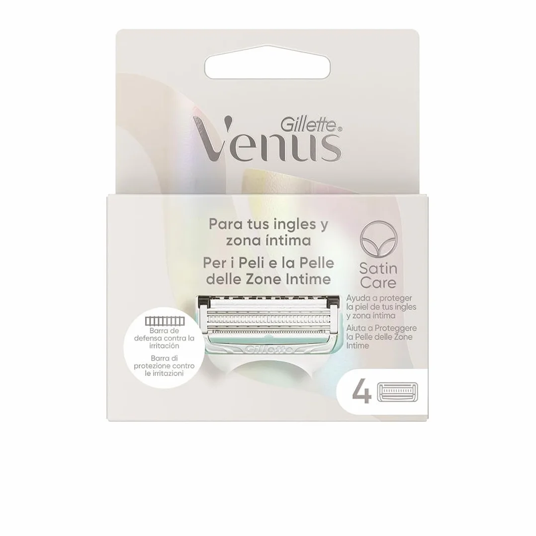Gillette Venus Damska maszyna do depilacji dla angielskiego i intymnego obszaru 4 części zamiennych, pomaga chronić skórę przed podrażnieniem po depilacji