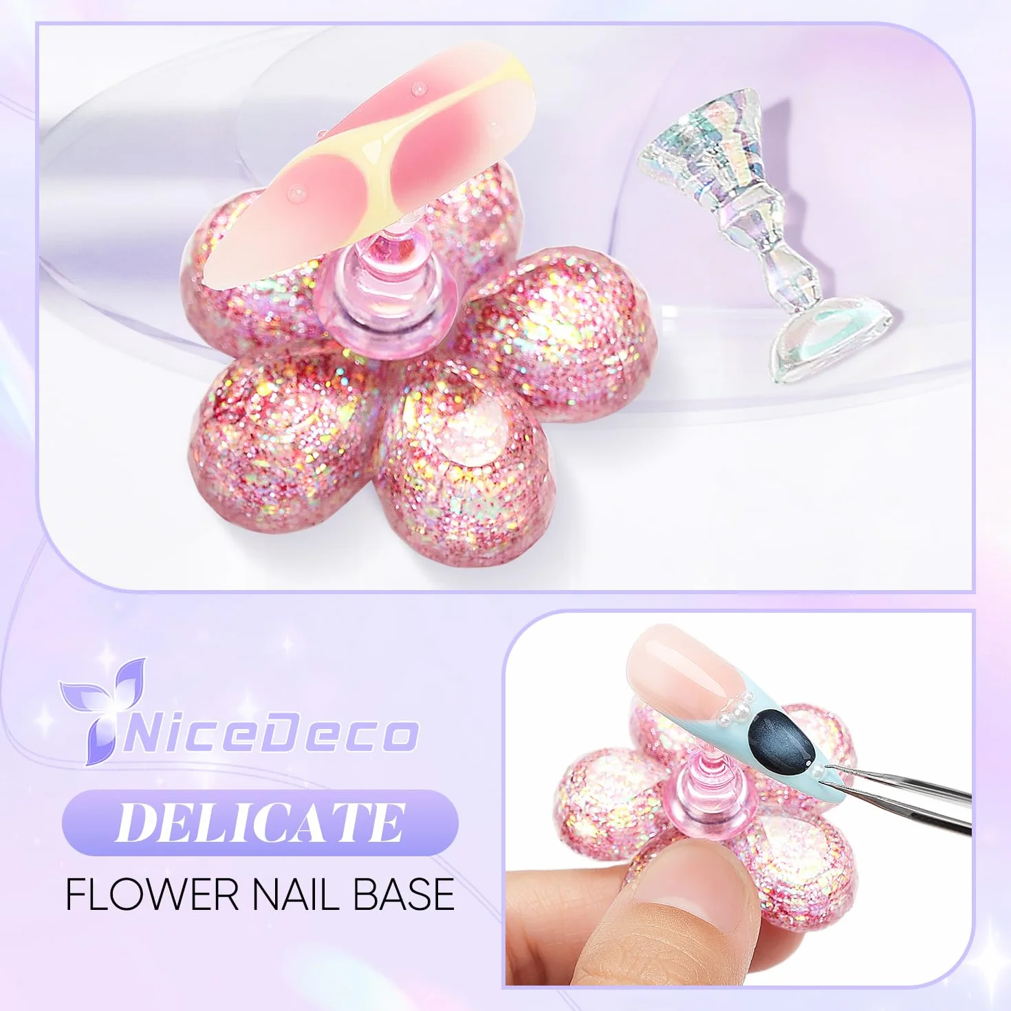 Nicedeco Magnetic stojak na paznokcie Practice Holder uchwyt na paznokcie do ćwiczeń uchwyt na paznokcie stojak na paznokcie do samodzielnego manicure i nakładania paznokci, zawiera 96 sztuk gliny
