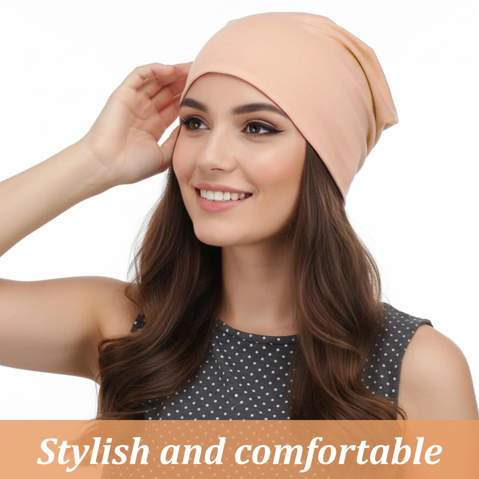 3 sztuki damskich czapek beanie, obwód głowy 53-62 cm, cienkie czapki bawełniane, czapka męska i damska, elastyczna, oddychająca czapka do biegania, do jogi, snu i na co dzień, khaki