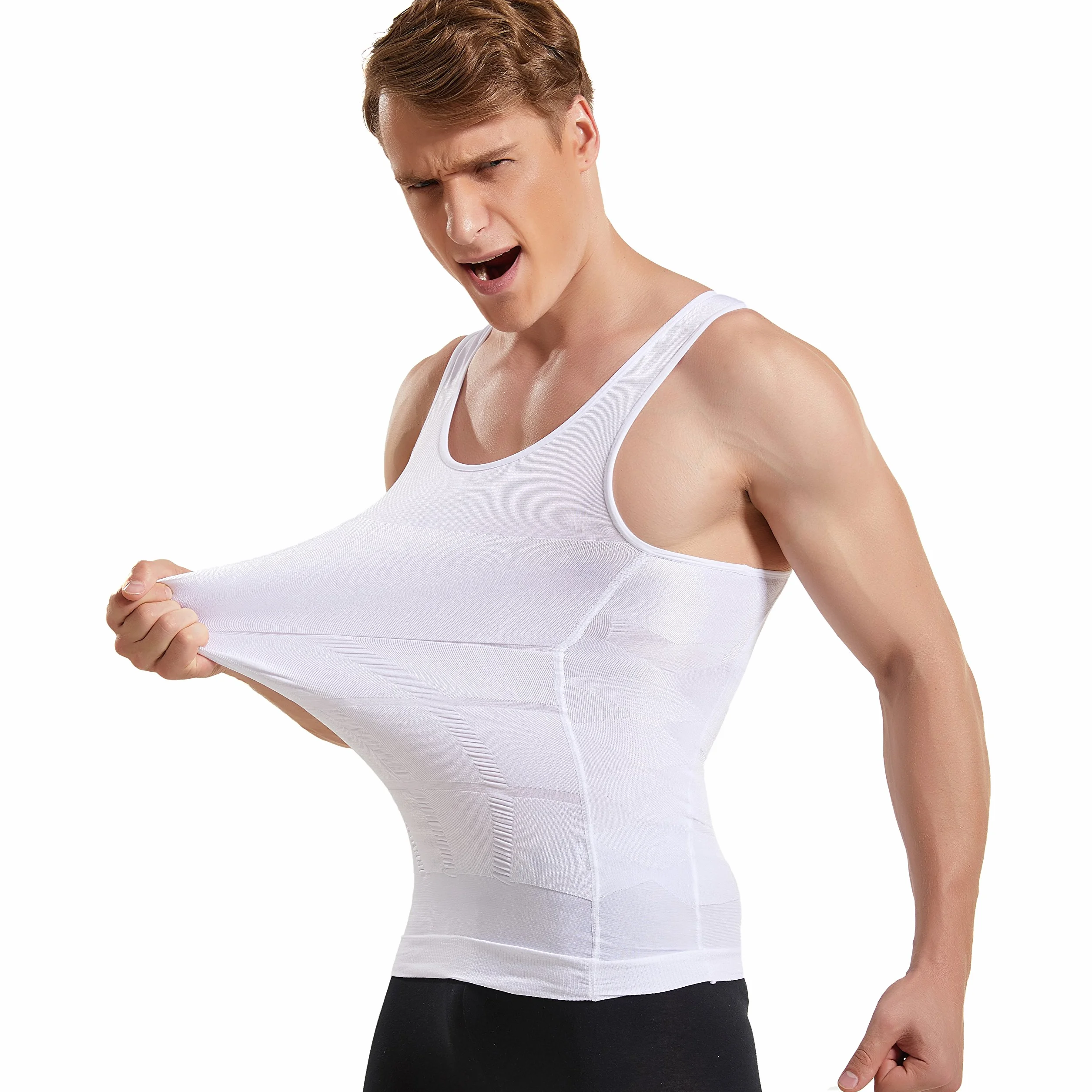 HANERDUN Tank Top Ginekomastia Kompresja Ukrywanie Piersi Mężczyźni Bielizna modelująca Moobs Spłaszcza Cały Brzuch Wyszczula talię i Maska Krzywe