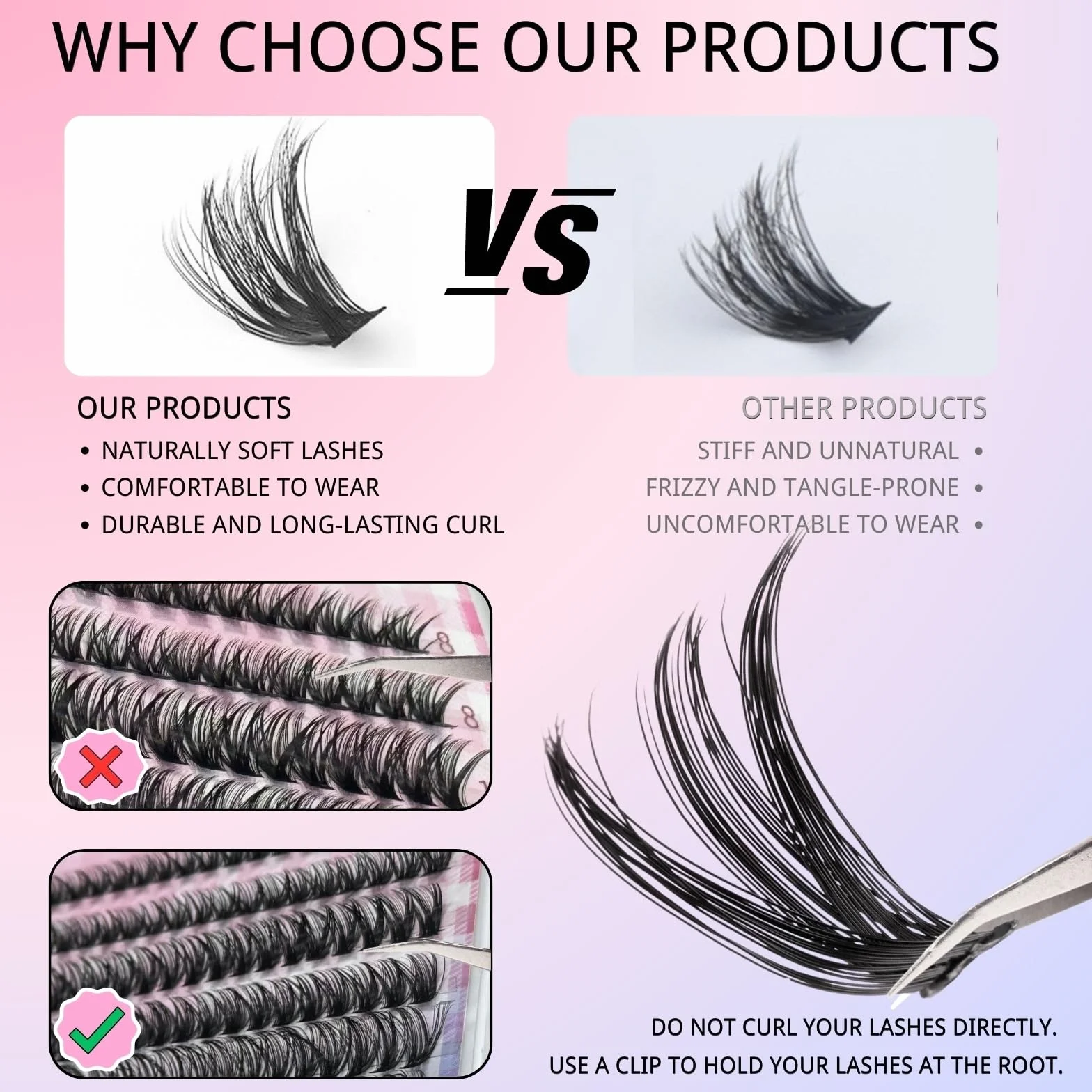 640 sztuk fałszywych rzęs, 30D + 40D + 50D + 60D zestaw do przedłużania rzęs z pęsetą, D Curl 8-16 mm sztuczne rzęsy, zestaw DIY do przedłużania rzęs (zestawy 30-60D)