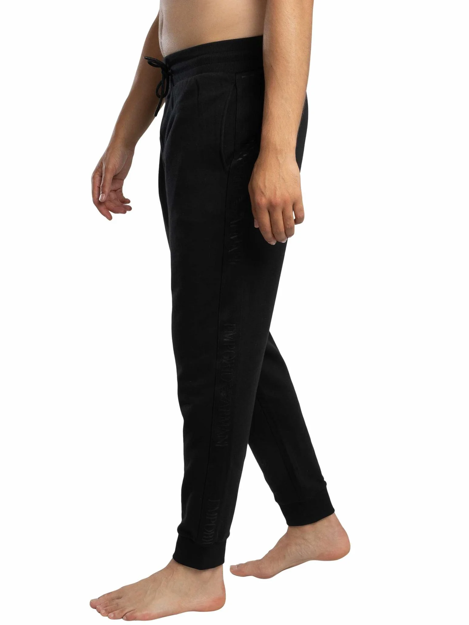EMPORIO ARMANI Męski dres typu basic frotte, czarny, rozmiar M, Czarny, M