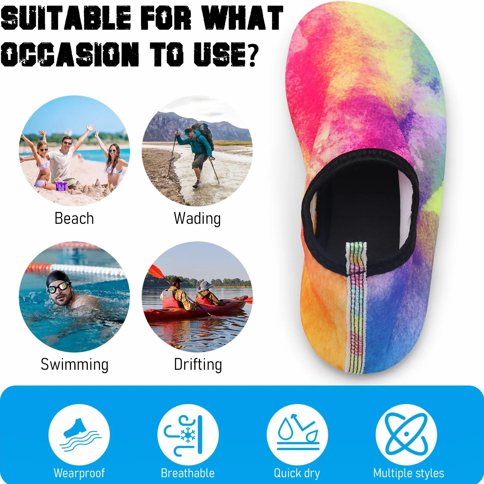 Buty do wody, męskie, damskie, do jogi, do wody, na plażę, szybkoschnące, wsuwane, oddychające, do pływania, do aktywności na świeżym powietrzu, rozmiar 34-45 EU