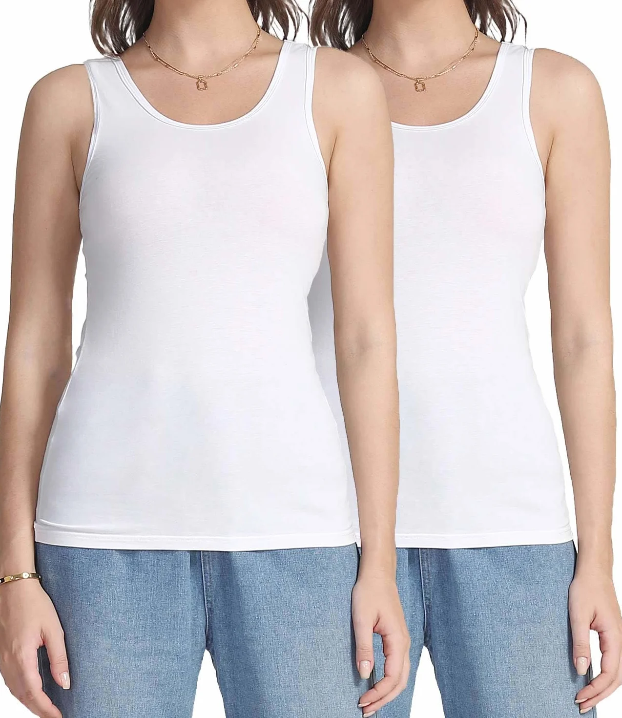 wirarpa Damskie podkoszulki bawełniane podkoszulki tank top wygodne Camis warstwa bazowa 2-pak