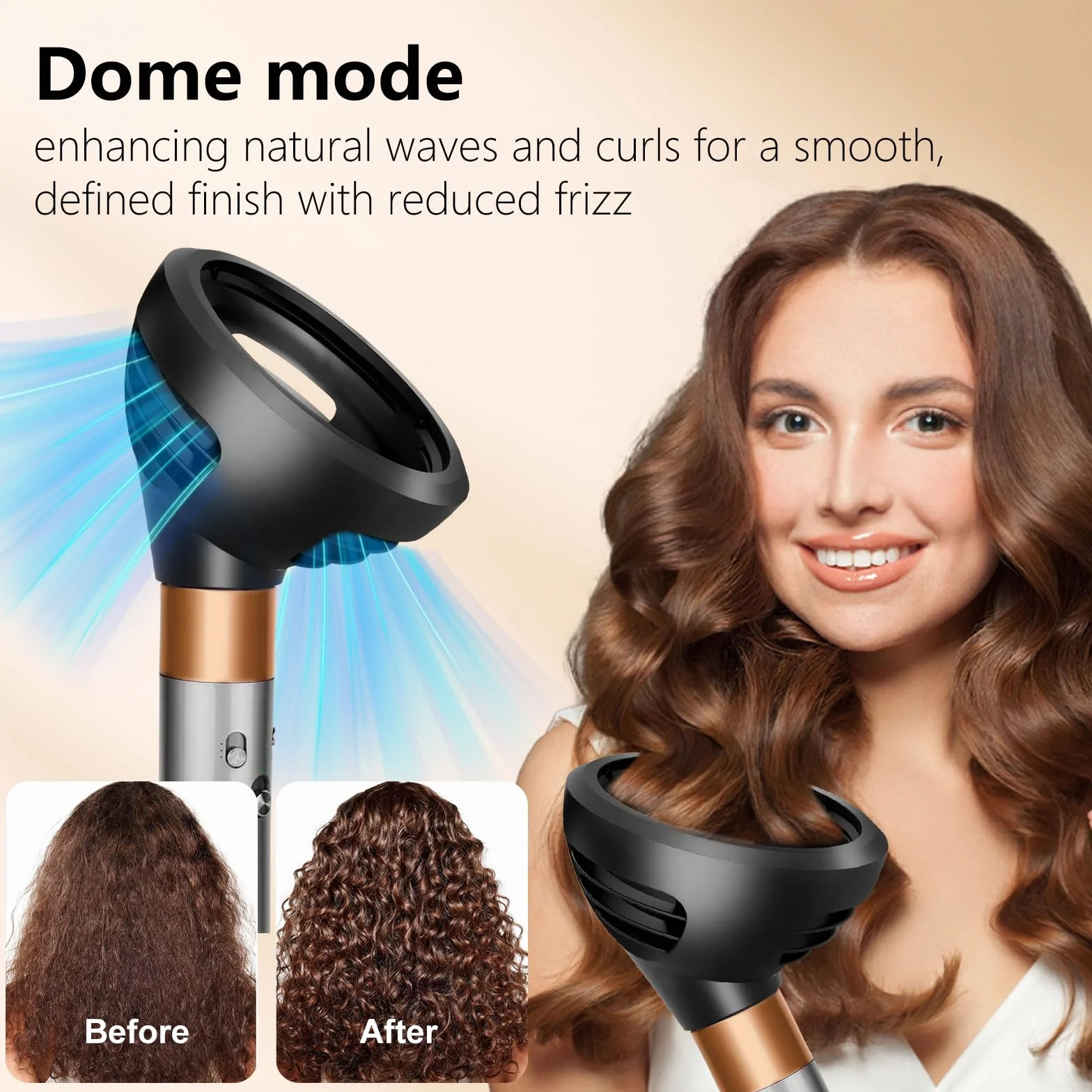 Chuancheng dyfuzor do fal i loków do stylizatora Dyson Airwrap, ulepszony dyfuzor do stylizatora Dyson Airwrap HS01 HS05 HS08 do włosów falistych, kręconych lub z łokami