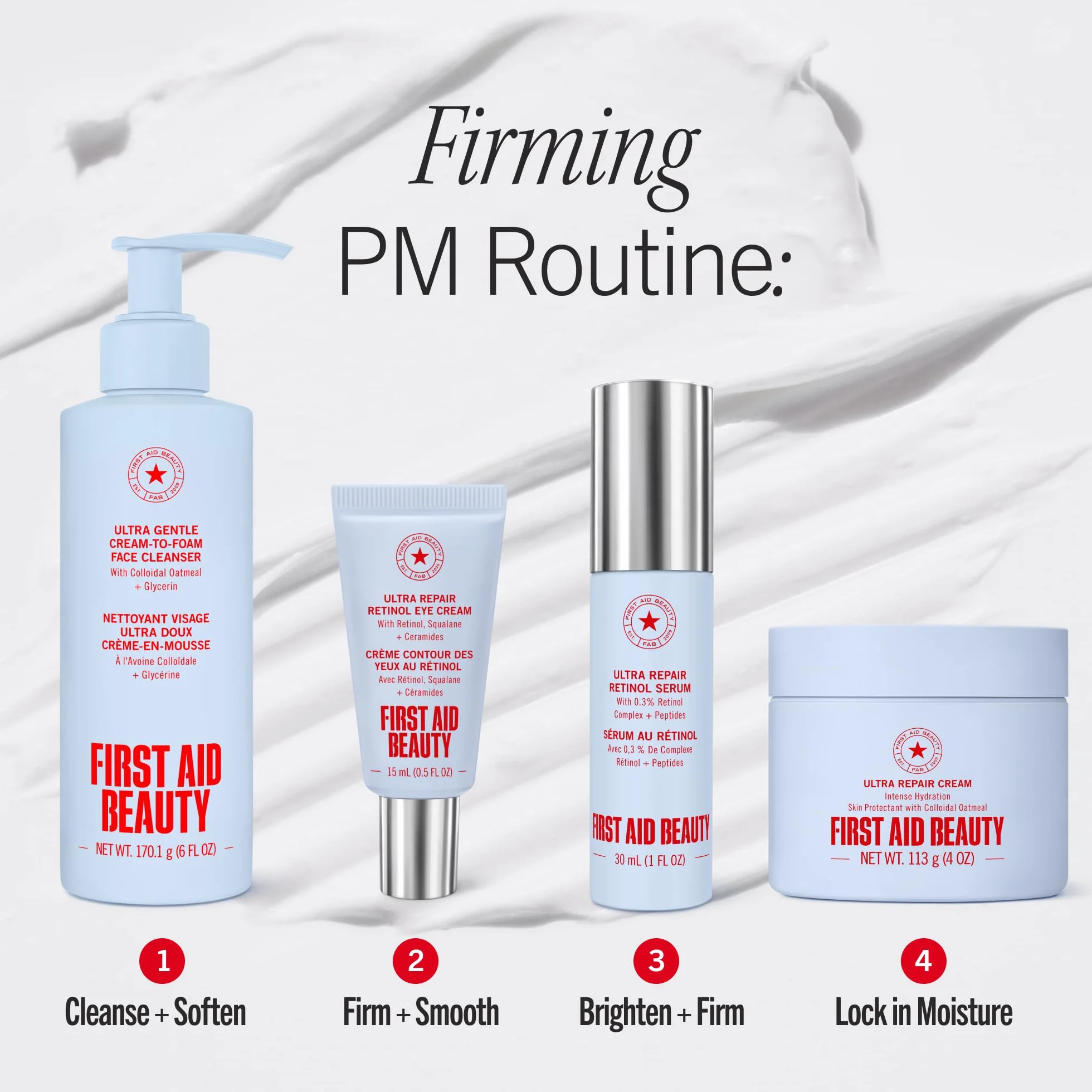 First Aid Beauty - Krem pod oczy z retinolem with skwalanem i ceramidami, serum z kapsułkowanym retinolem do delikatnej skóry, pomaga poprawić wygląd drobnych linii i zmarszczek