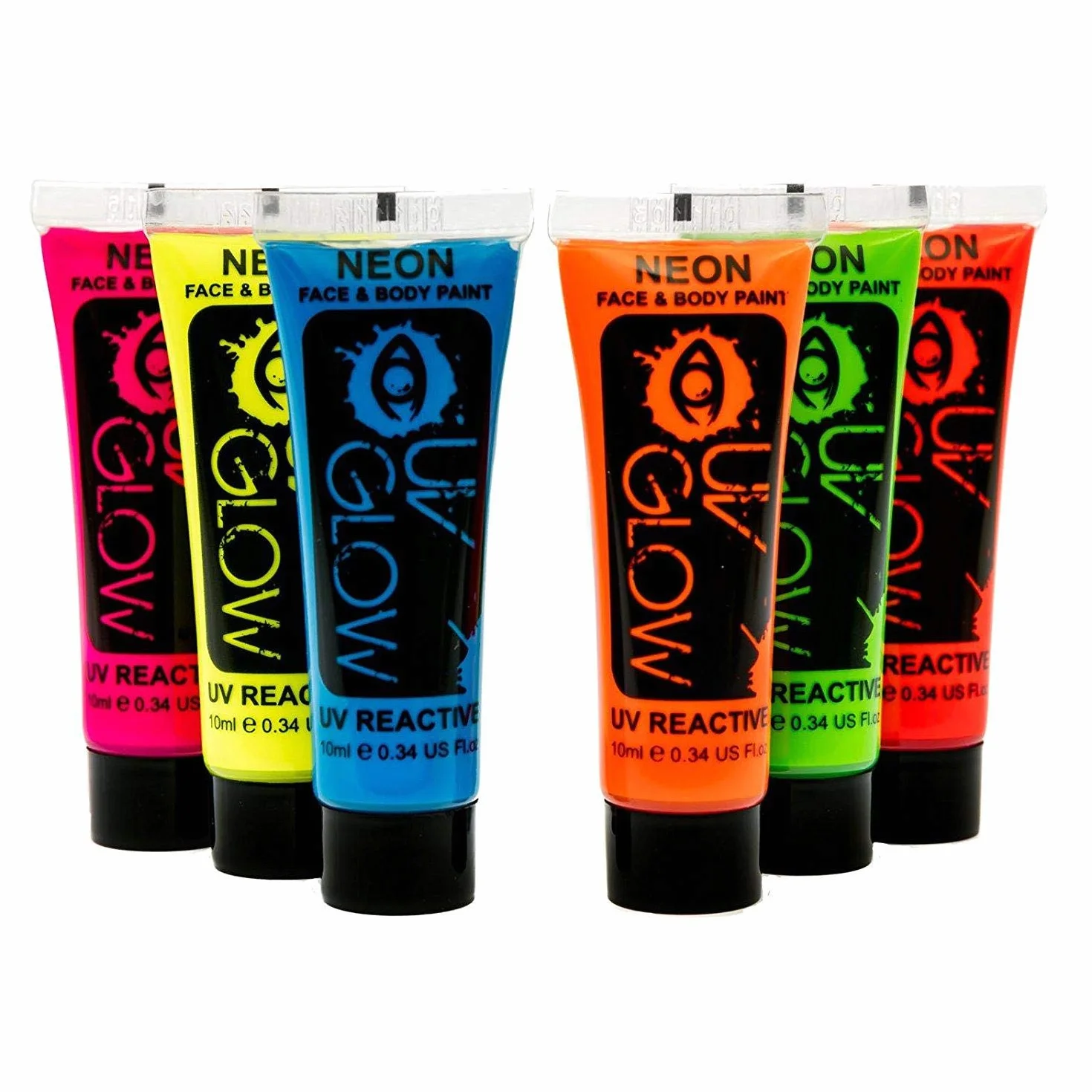 6 x 10 ml farba do malowania ciała UV farba fluorescencyjna do malowania ciała neonowe farby świecące