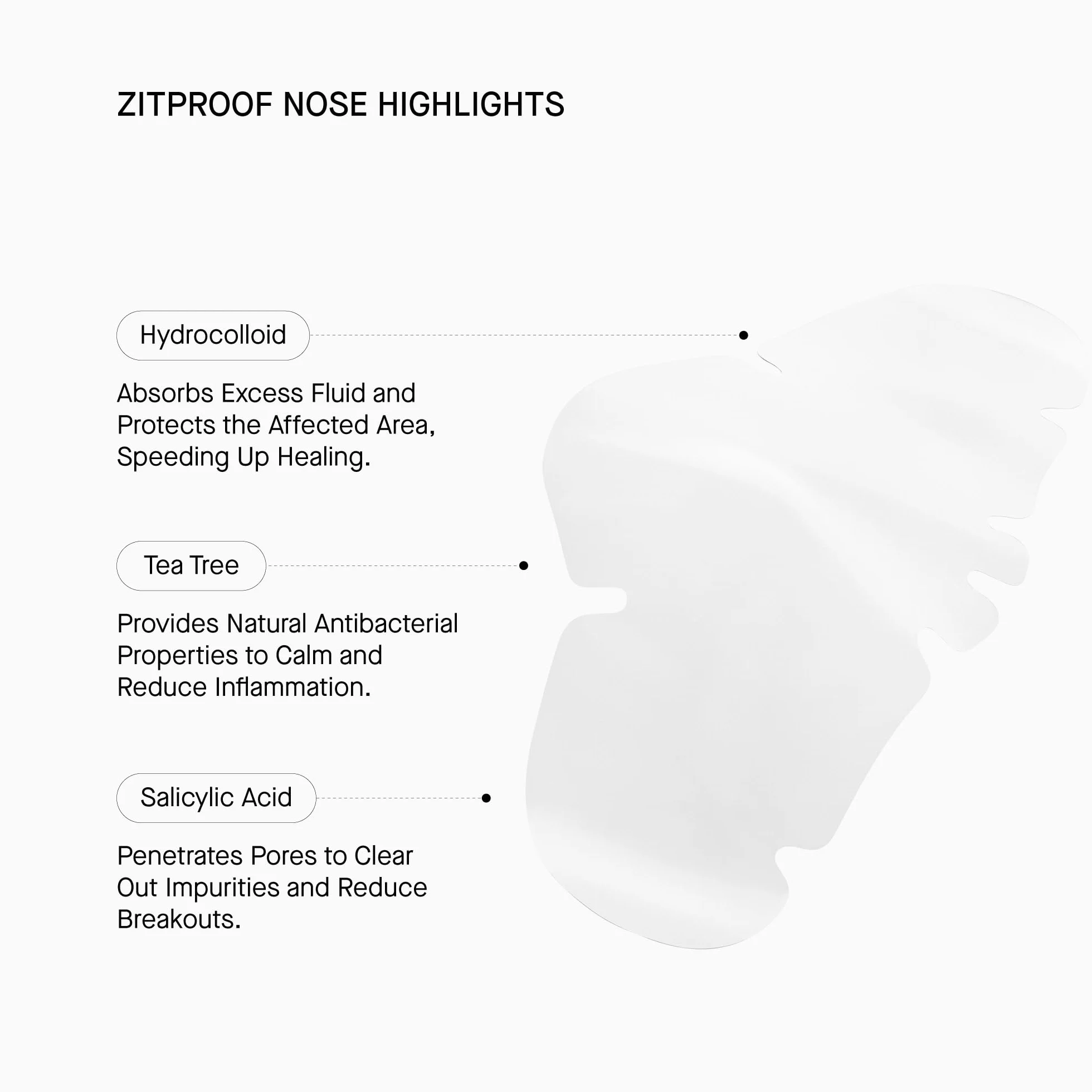 ACNEMY ZITPROOF® NOSE - Hydrocolloid Nose Patches, 10 units - Deep Cleansing with Salicylic Acid, Removes Blackheads and Excess Sebum, Refines Pores and Improves Skin Texture