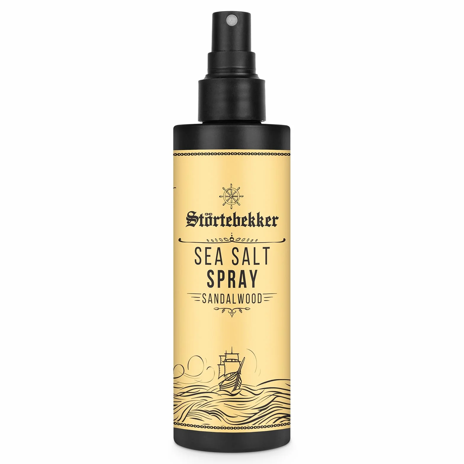 Störtebekker Premium Sea Salt Spray z drewna sandałowego – spray ze słoną wodą z naturalną solą morską dla objętości, połysku i elastycznego trzymania – wegański, bez silikonów i parabenów (200 ml
