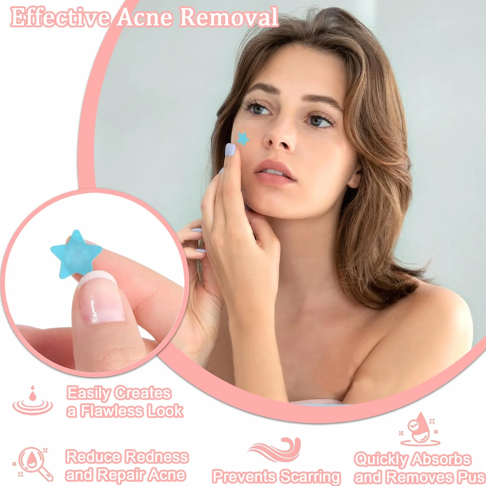 Absorptions Acne zestaw łatek na pryszcze, 232 sztuki, hydrokoloidowe łatki przeciw pryszczom, wodoodporne, oddychające plastry na trądzik w gwiazdki i okrągłe plastry na pryszcze, gwiazdki i