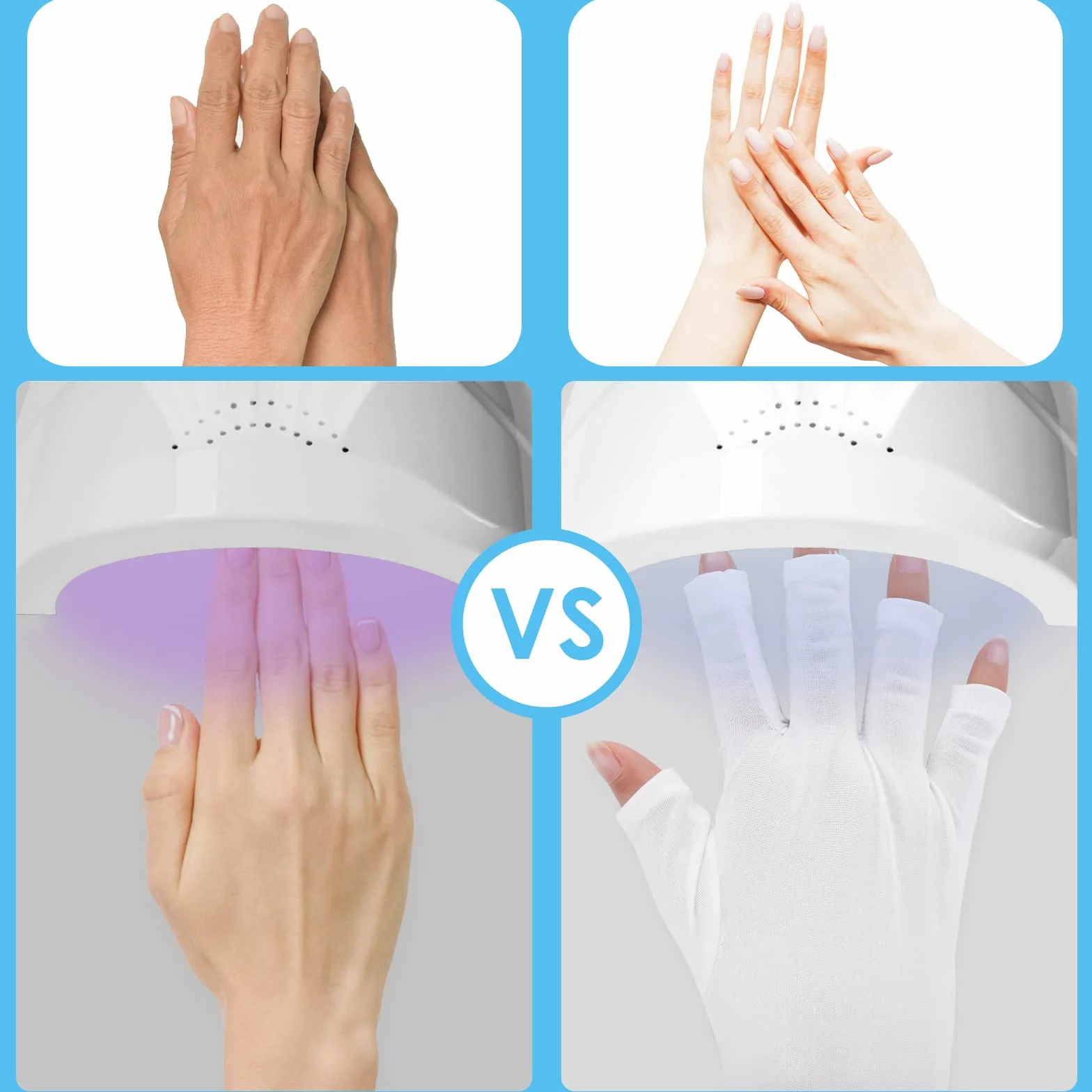 TIESOME UPF50+ rękawice ochronne UV do żelowych paznokci i rąk bez palców - profesjonalny manicure
