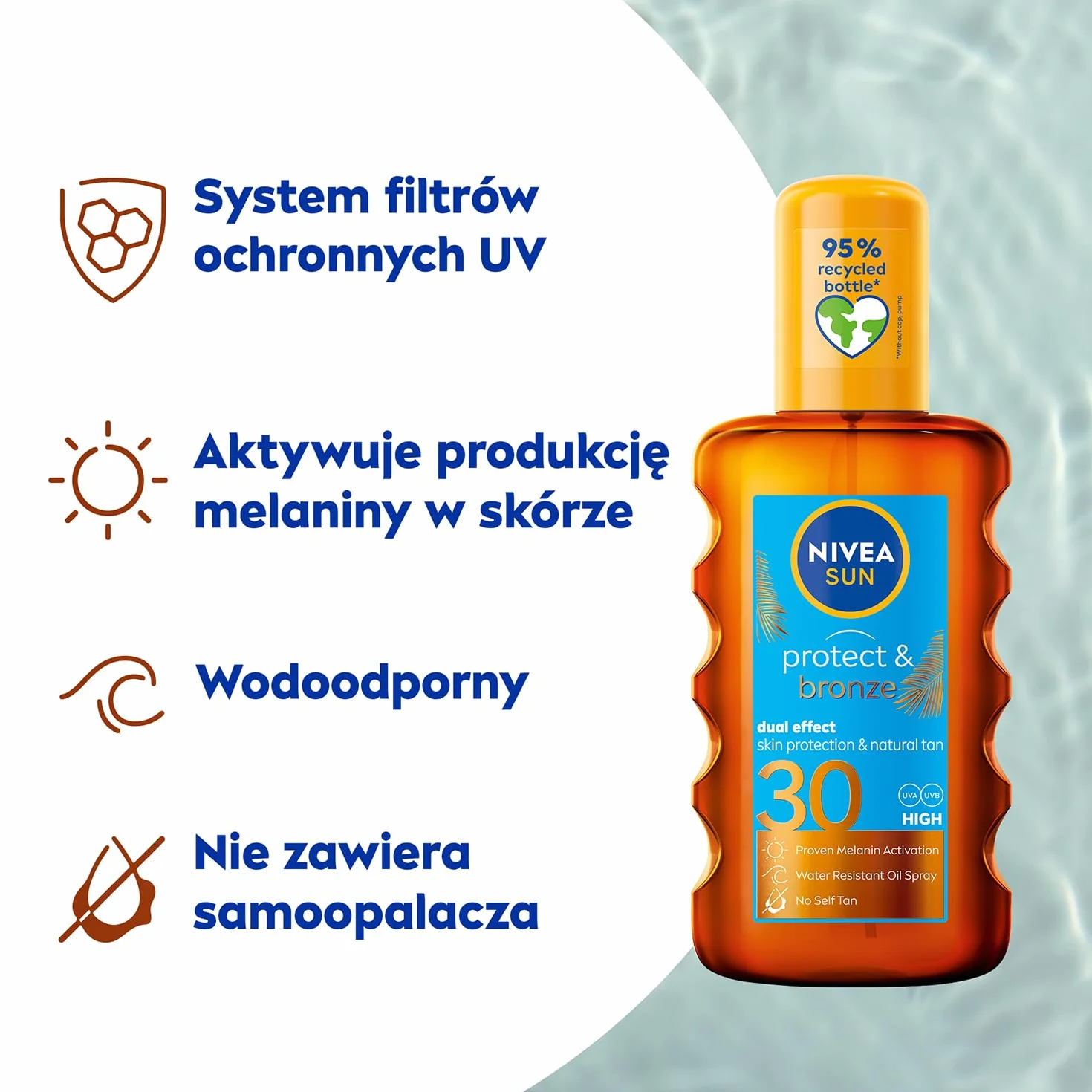 NIVEA SUN Protect & Bronze Olejek do opalania w spray'u aktywujący naturalną opaleniznę SPF30 200 ml