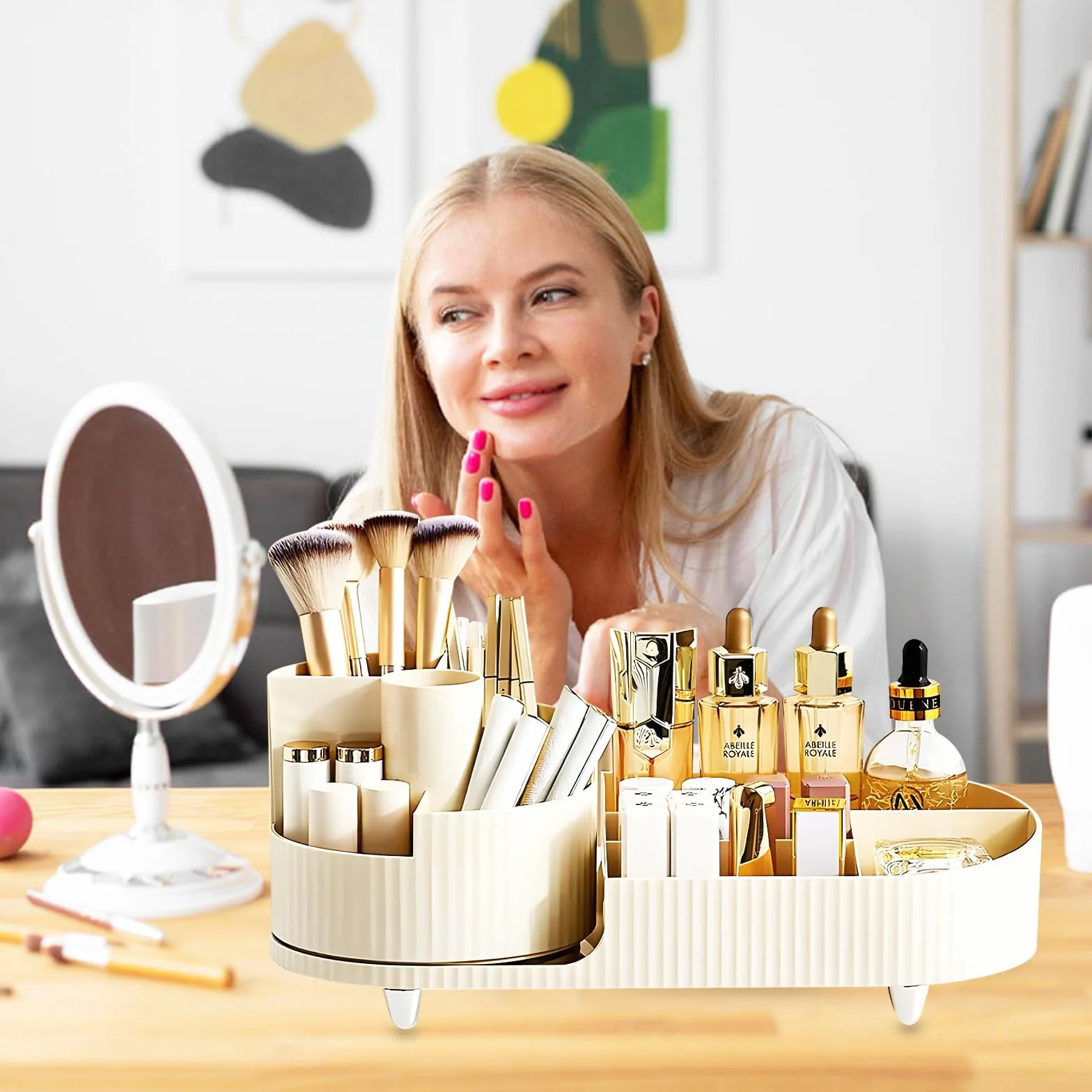 Chiluxendo Organizer na kosmetyki, obracany o 360°, obrotowy Makijaż Organizer, Makeup Organizer