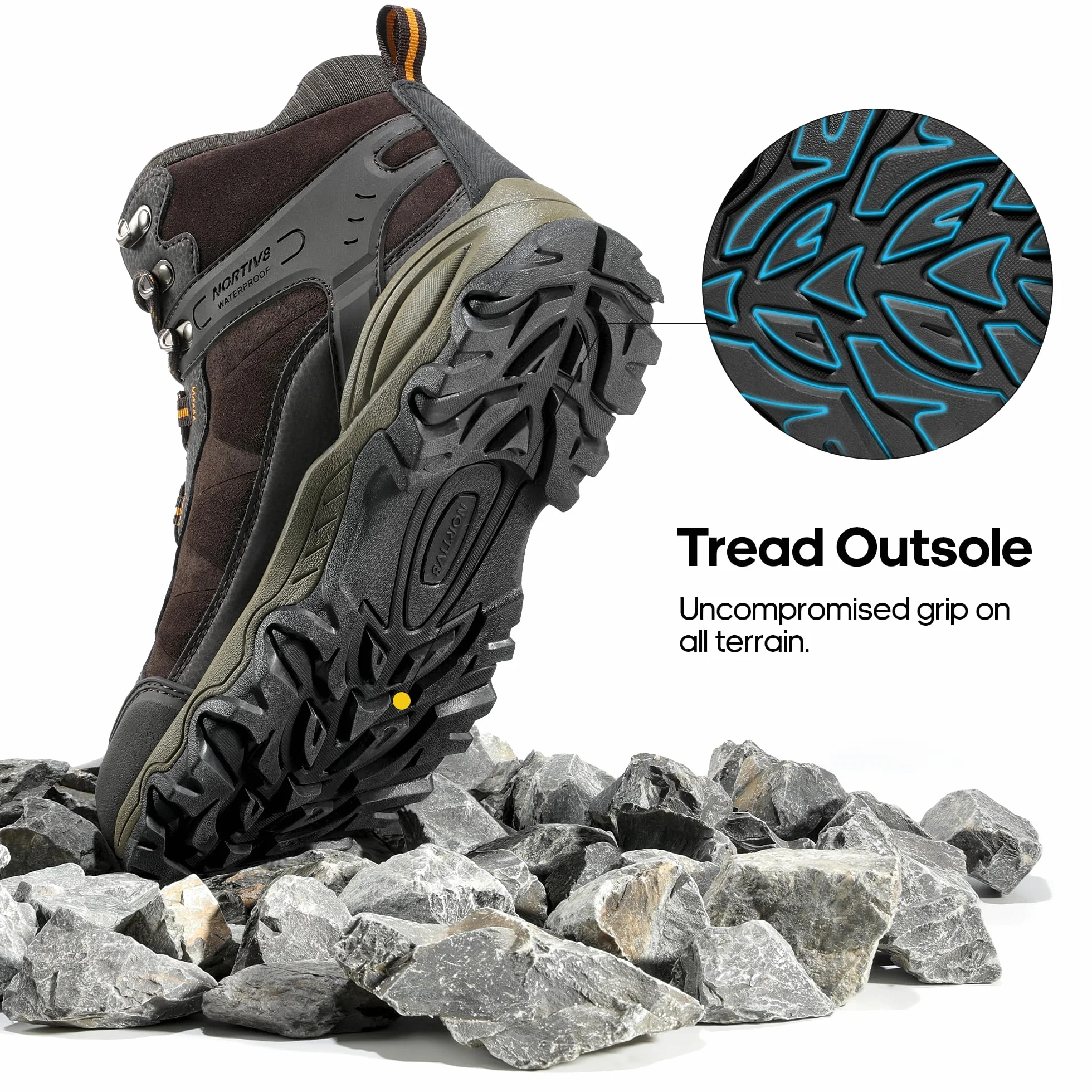 NORTIV 8 Męskie wodoodporne buty turystyczne outdoorowe Mid Trekking Backpacking Buty alpinistyczne JS19004M