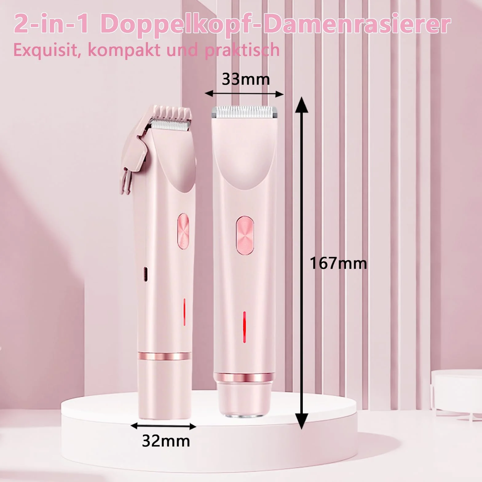 Intimrasierer für Frauen, 2-in-1 Dual Head Elektrischer Rasierer Damen Intimbereich Pro, 2 w 1, podwójna głowica, elektryczna golarka damska