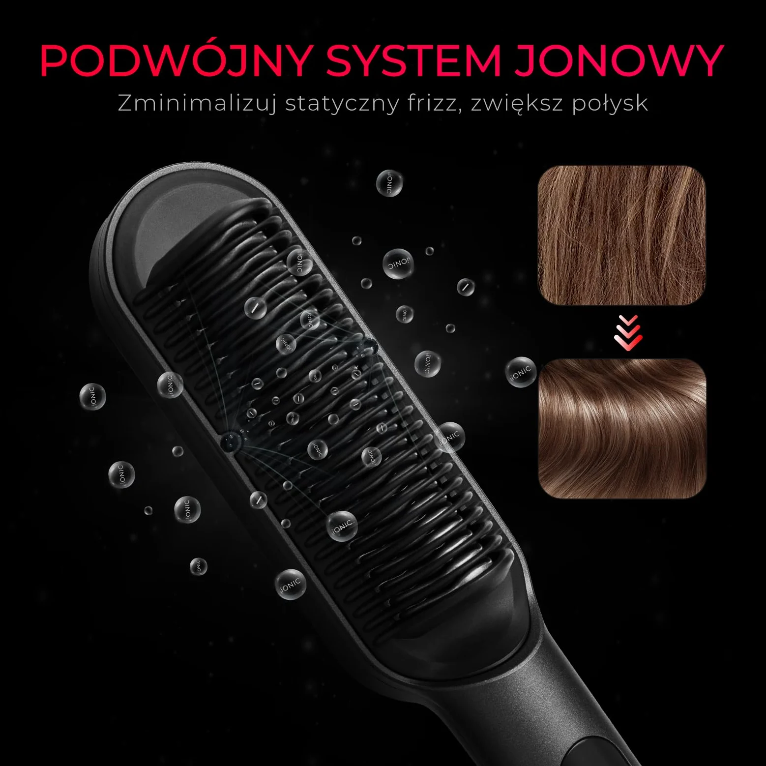 TYMO RING PLUS Ionic Hair Straightener Comb – szczotka do prostowania włosów z powłoką nano-tytanową zapewnia równomierne nagrzewanie, 9 ustawień temperatury i ekran LCD