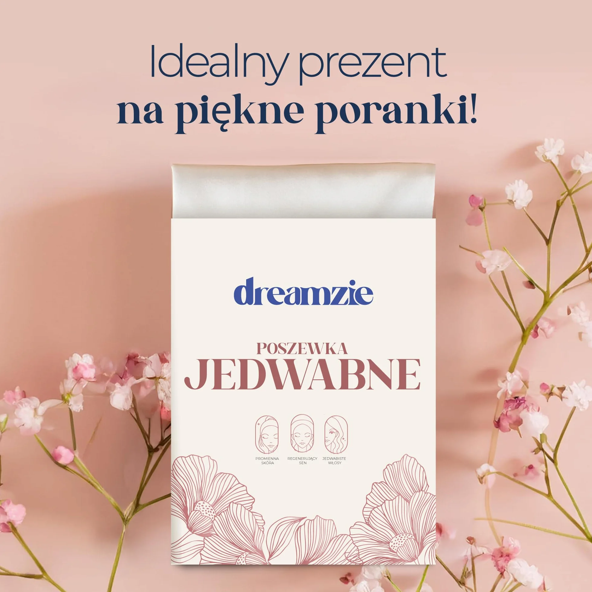 Dreamzie Jedwabna poszewka na poduszkę, Na Poduszkę, dwustronna, 100% jedwab morwowy,19 momme, Öko-Tex®, jedwabna dla skóry i włosów, przeciw starzeniu się, przeciw pluskwom