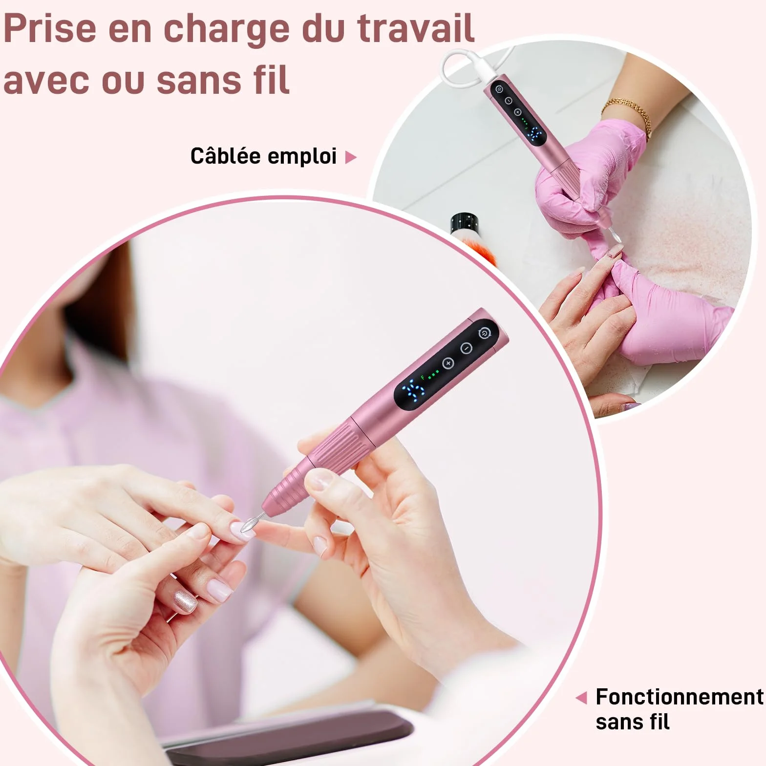 elektryczny pilnik do paznokci 35000RPM, bezprzewodowy ładowalny pilnik do paznokci, profesjonalna elektryczna frezarka do paznokci do żelu akrylowego do manicure i pedicure DIY, przenośny do