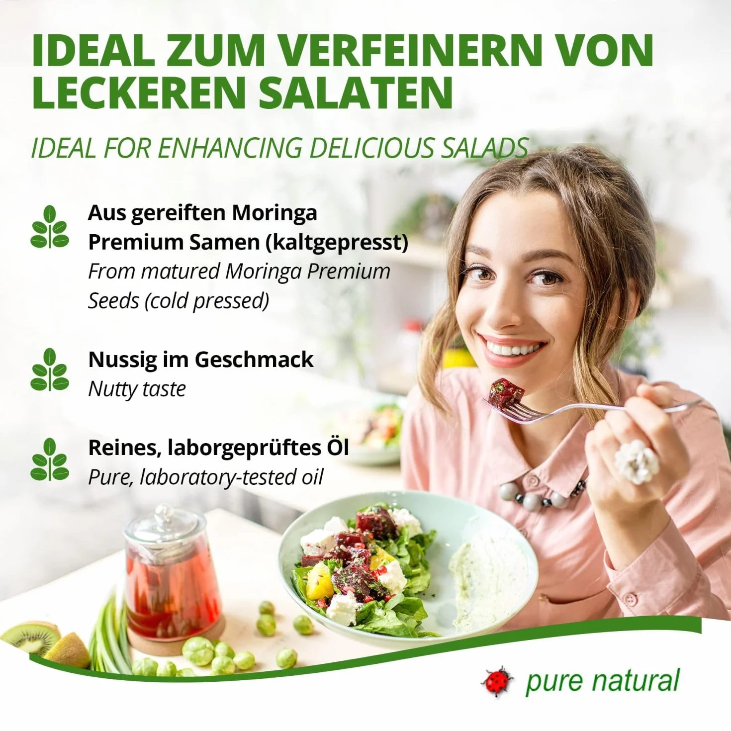 Olej Moringa Premium 100ml pierwsze tłoczenie dojrzewających w słońcu nasion oleifera MoriVeda
