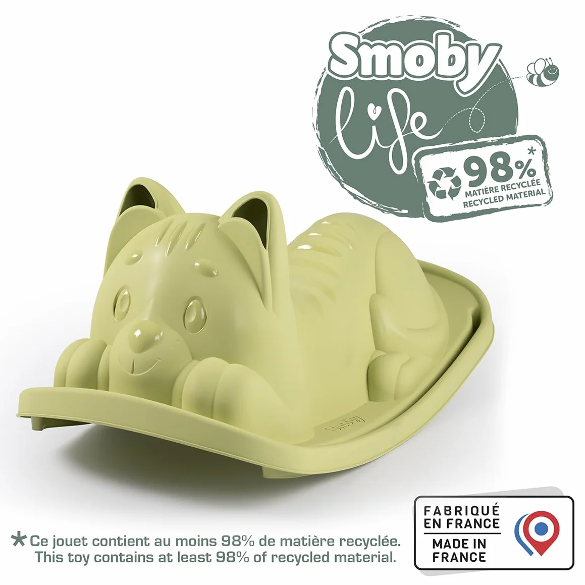 Smoby Life - Zielony bujany fotel dla kota - Ergonomiczne siedzisko - Uchwyty - Materiał z recyklingu - Od 18 miesięcy - Wyprodukowano we Francji