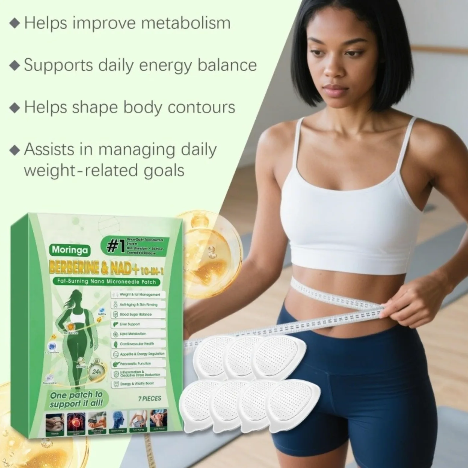 Moringa Berberine Plaster odchudzający 10 w 1, plaster odchudzający Nano Microneedle, przenośny, wygodny i odpowiedni do wszystkich rodzajów skóry, plastry odchudzające, idealne dla mężczyzn i kobiet