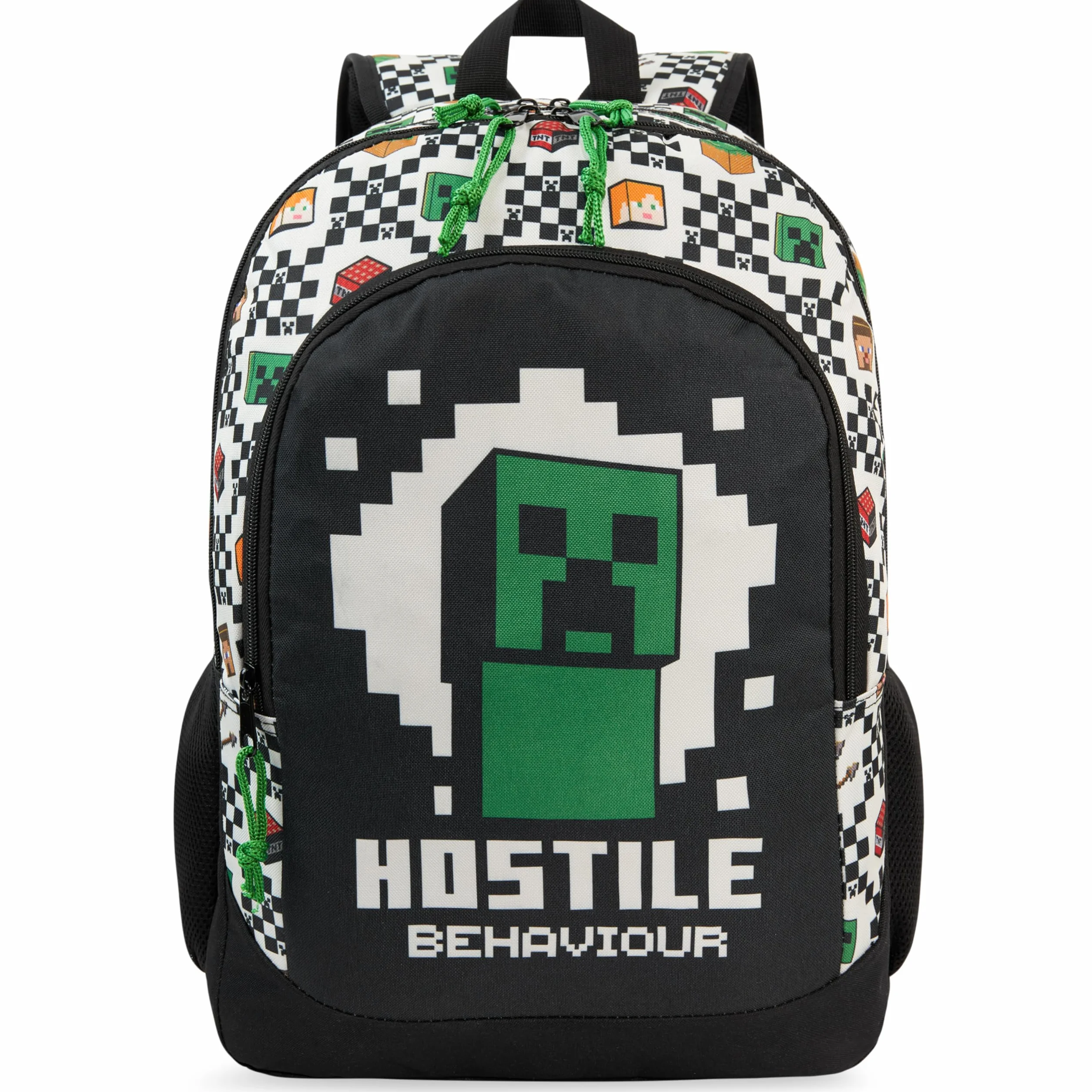 Get Trend Plecak dziecięcy Minecraft, regulowany pasek na ramię i zamek błyskawiczny, tornister, szkolny lub sportowy, prezent dla chłopca, Czarny/Zielony Minecraft, 46x32x16cm, Plecak dziecięcy