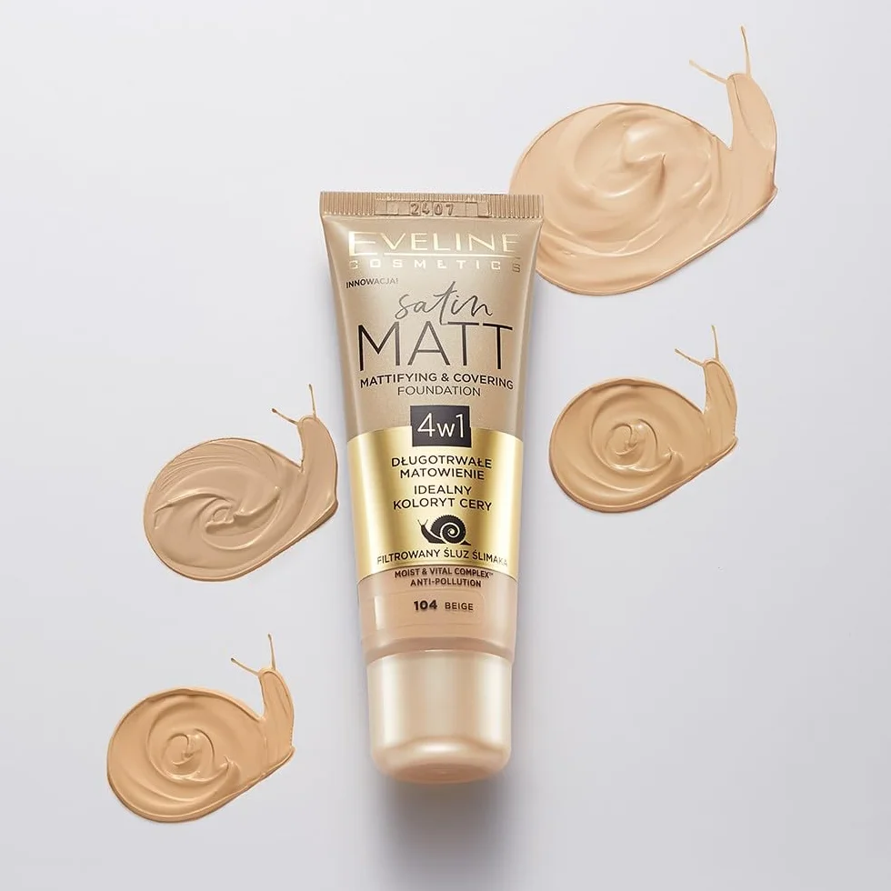Eveline Cosmetics Satin Matt Matująco-kryjący podkład do twarzy, 30 ml, nr 104 Beige