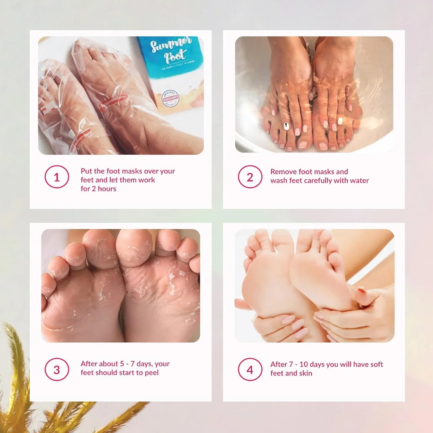 Summer Foot Premium maska do stóp do usuwania zrogowaciałego naskórka, aksamitnie miękkie i delikatne stopy po jednym zastosowaniu, przetestowana dermatologicznie, instrukcja obsługi w jęz. niemieckim