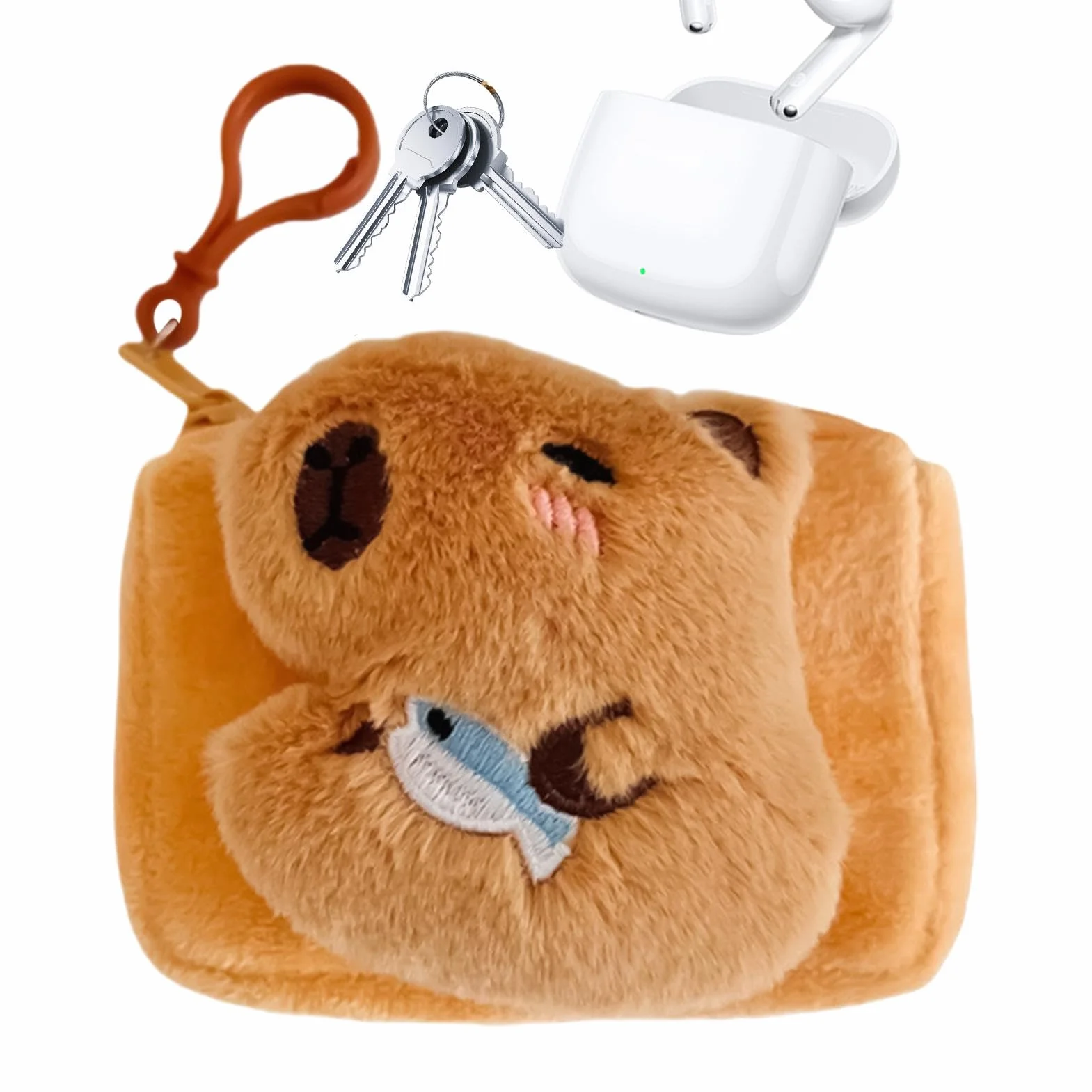 Portmonetka Capybara, urocza pluszowa portmonetka Capybara, urocza mała zabawka w kształcie zwierzaka, zabawna kreskówkowa torebka z paskiem, portmonetka na pieniądze, etui na przewód do słuchawek