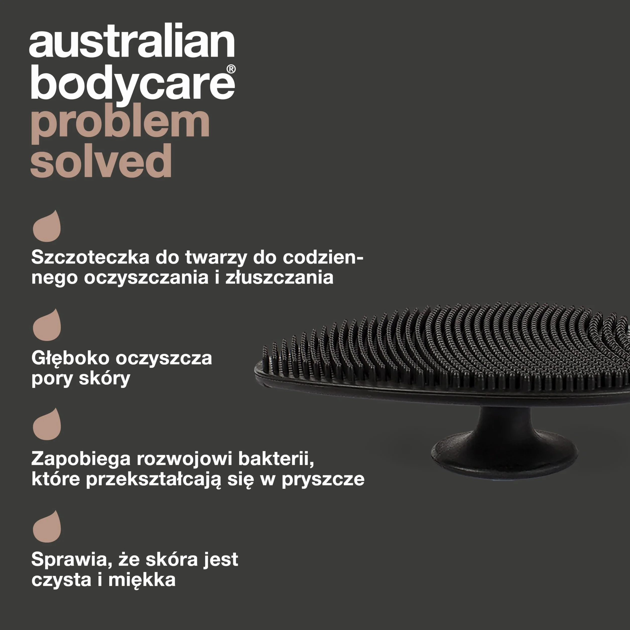 Australian Bodycare szczotka do twarzy do codziennego mycia i peelingu w przypadku trądziku, wągrów i zanieczyszczonej skóry
