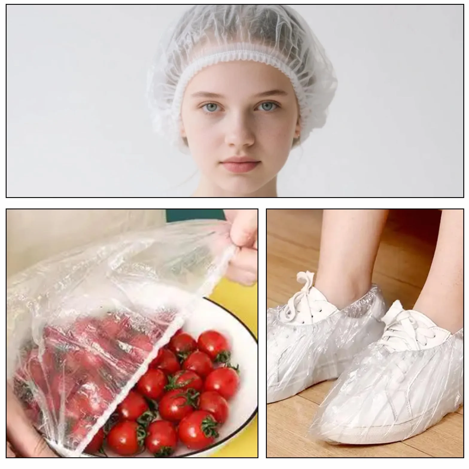 100 szt. czepki prysznicowe jednorazowe, wodoodporna gruba czapka prysznicowa, 42 cm plastikowa elastyczna czapka do kąpieli do włosów dla kobiet mężczyzn pielęgnacja włosów, salon, spa, podróże, do